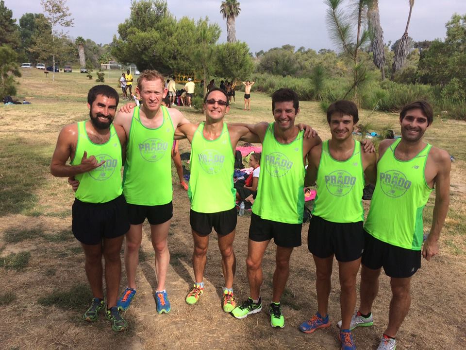 From left to right: Daniel Farmer, Alex Phipps, Chuck McKeown, Dan Seidel, Thomas Whitcomb, and Derek Bradley sport the new neon PRT men's singlets. (Photo credit: Kristin Schleicher)