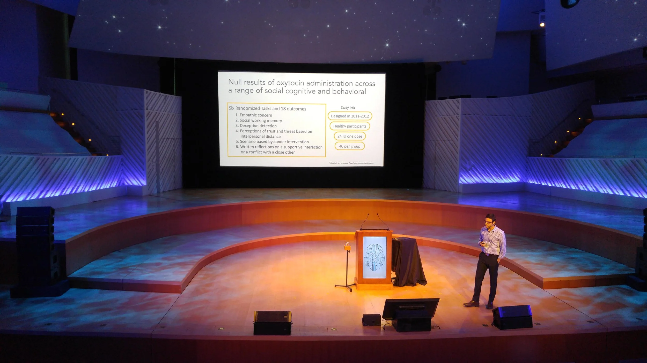 Dr. Tabak presented his work with Dr. Teed on null findings of oxytocin administration, and also discussed measurement issues in the field of human oxytocin research.