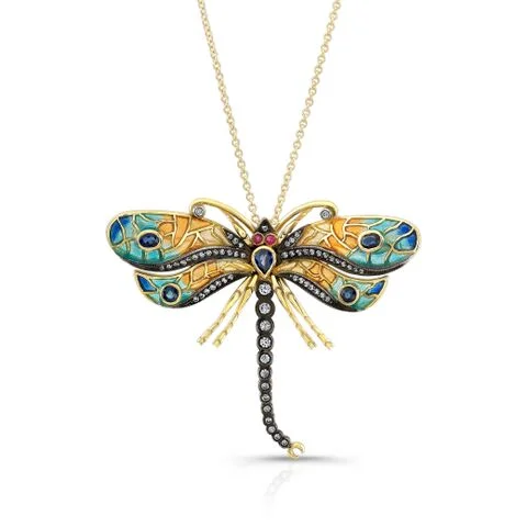 Mosiac Enamel & Diamond Dragonfly