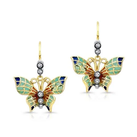 Mosaic Enamel & Diamond Butterfly Earring
