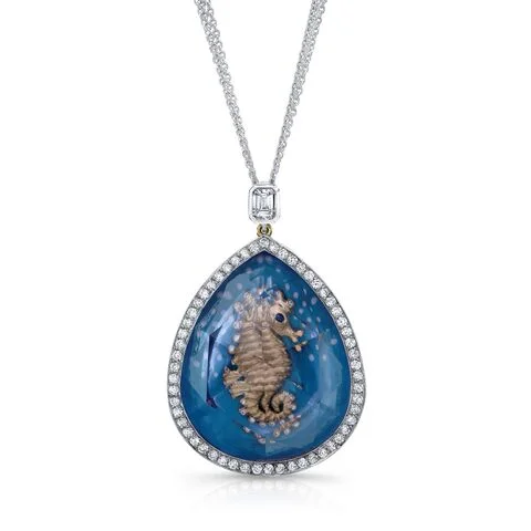 Topaz & Seahorse Pendant