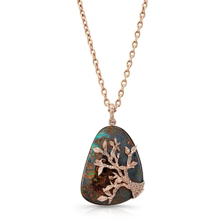 Opal & Diamond Tree Pendant