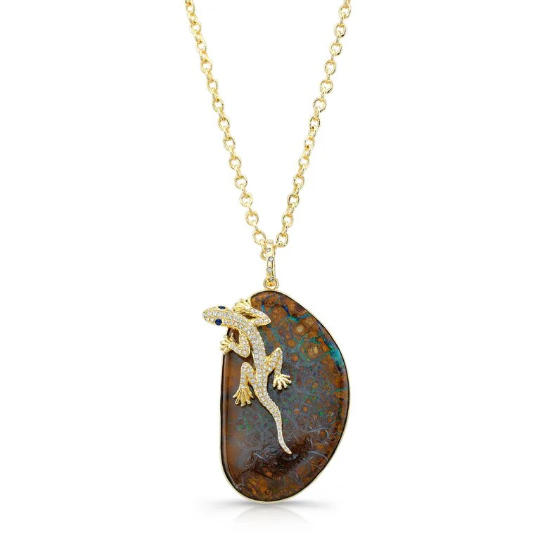  Opal & Diamond Lizard Pendant