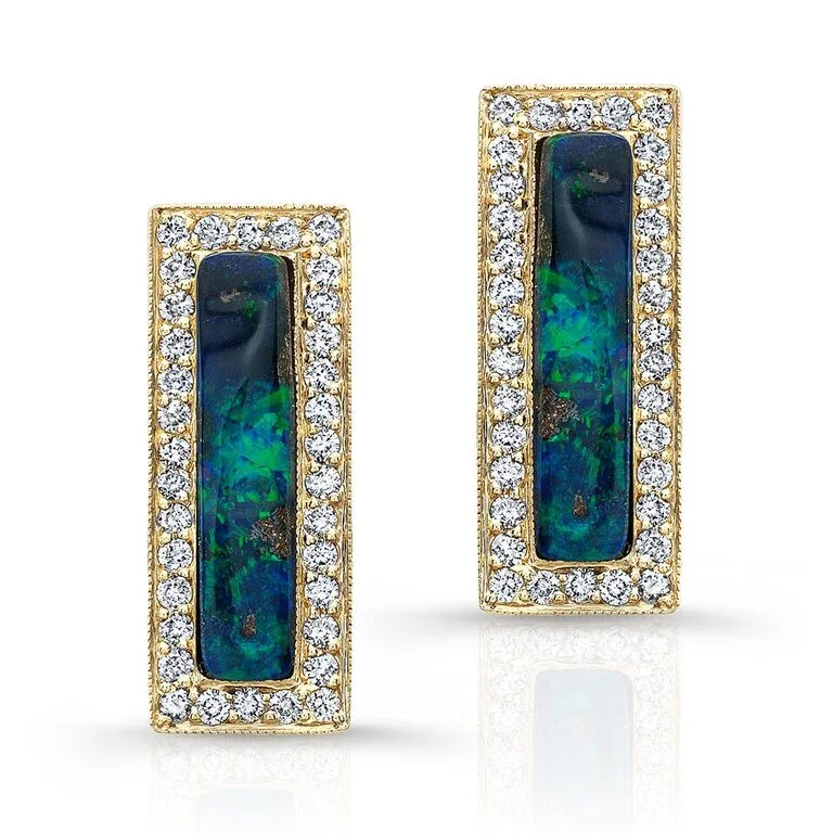 Boulder Opal & Diamond Earring