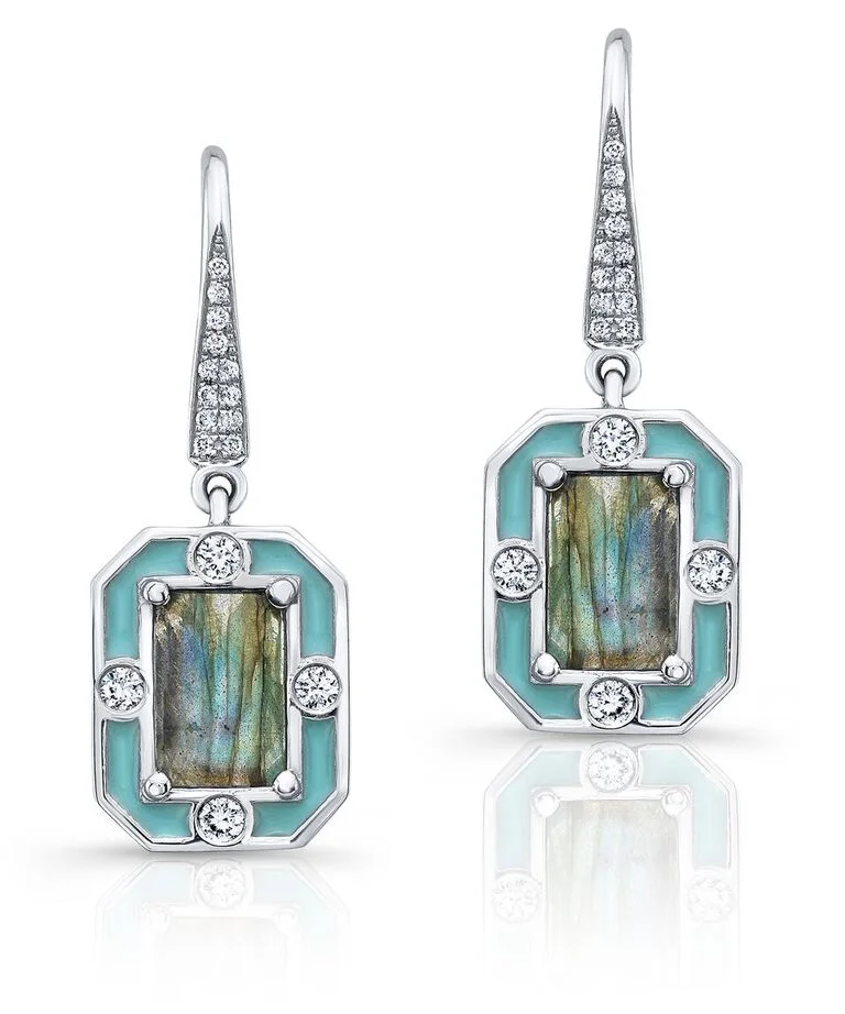 Labradorite, Enamel & Diamond Earring