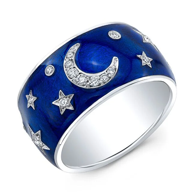 Moon & Stars Enamel Ring
