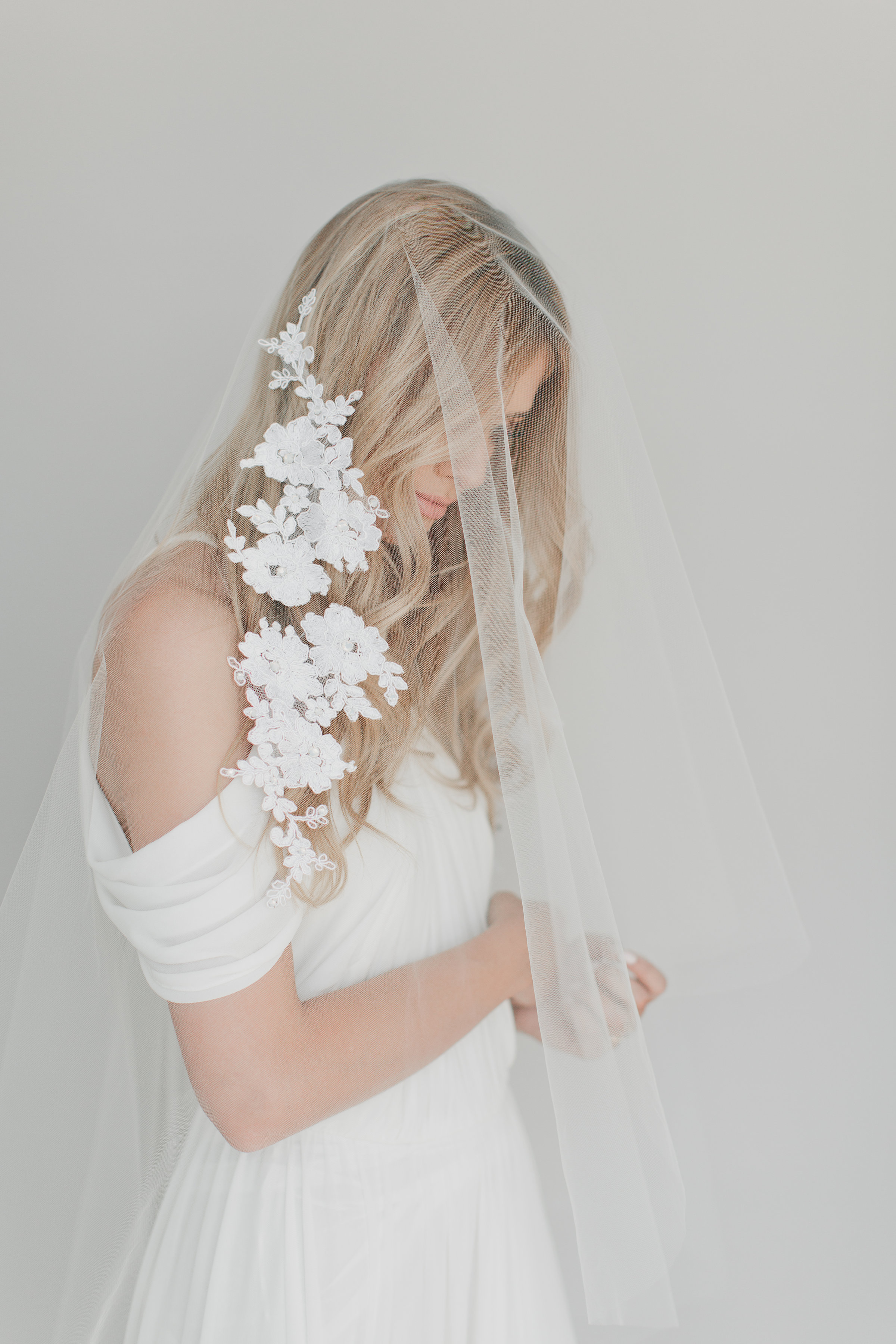 Crystal Opal Lace Drop Veil #1721