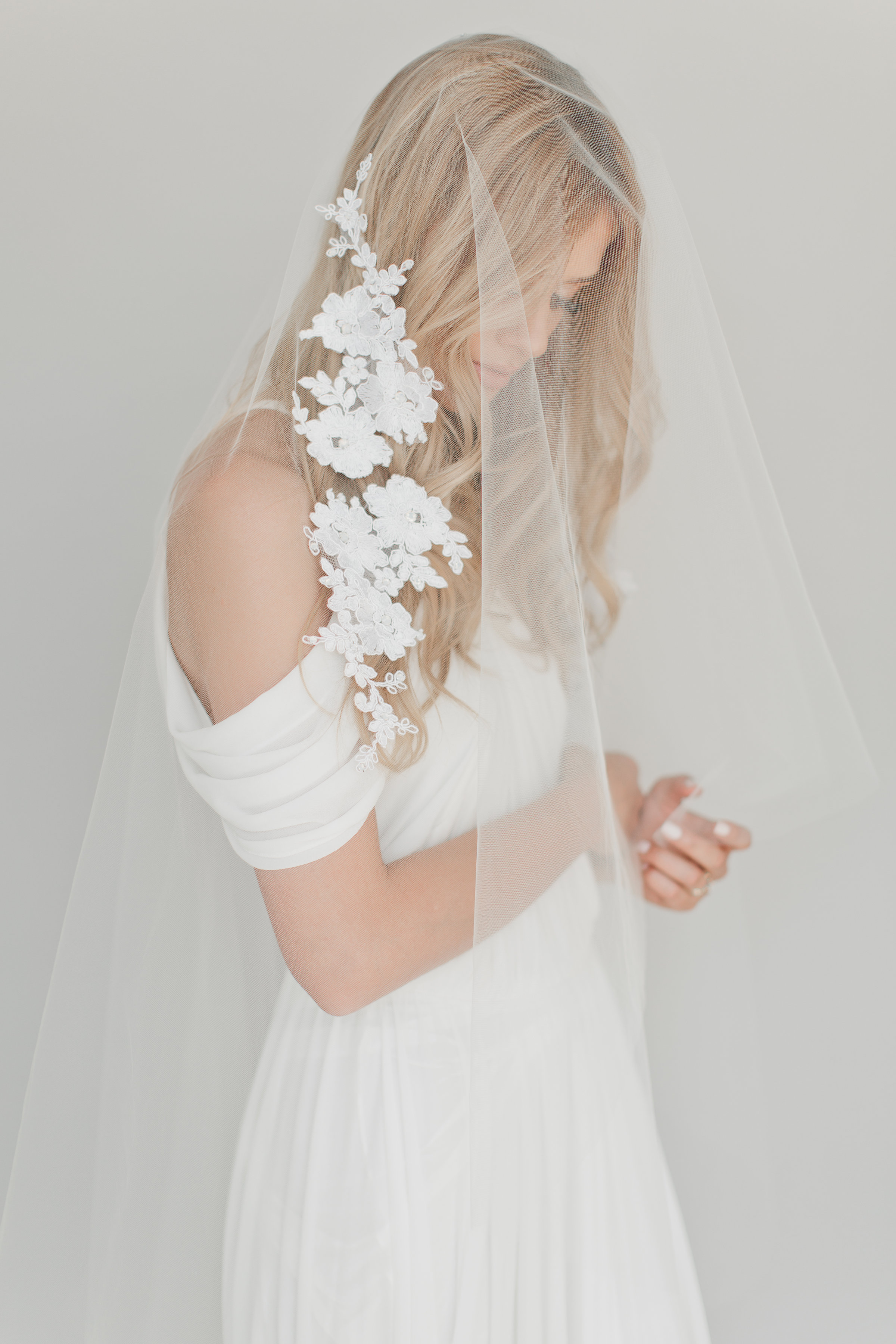 Crystal Opal Lace Drop Veil #1721