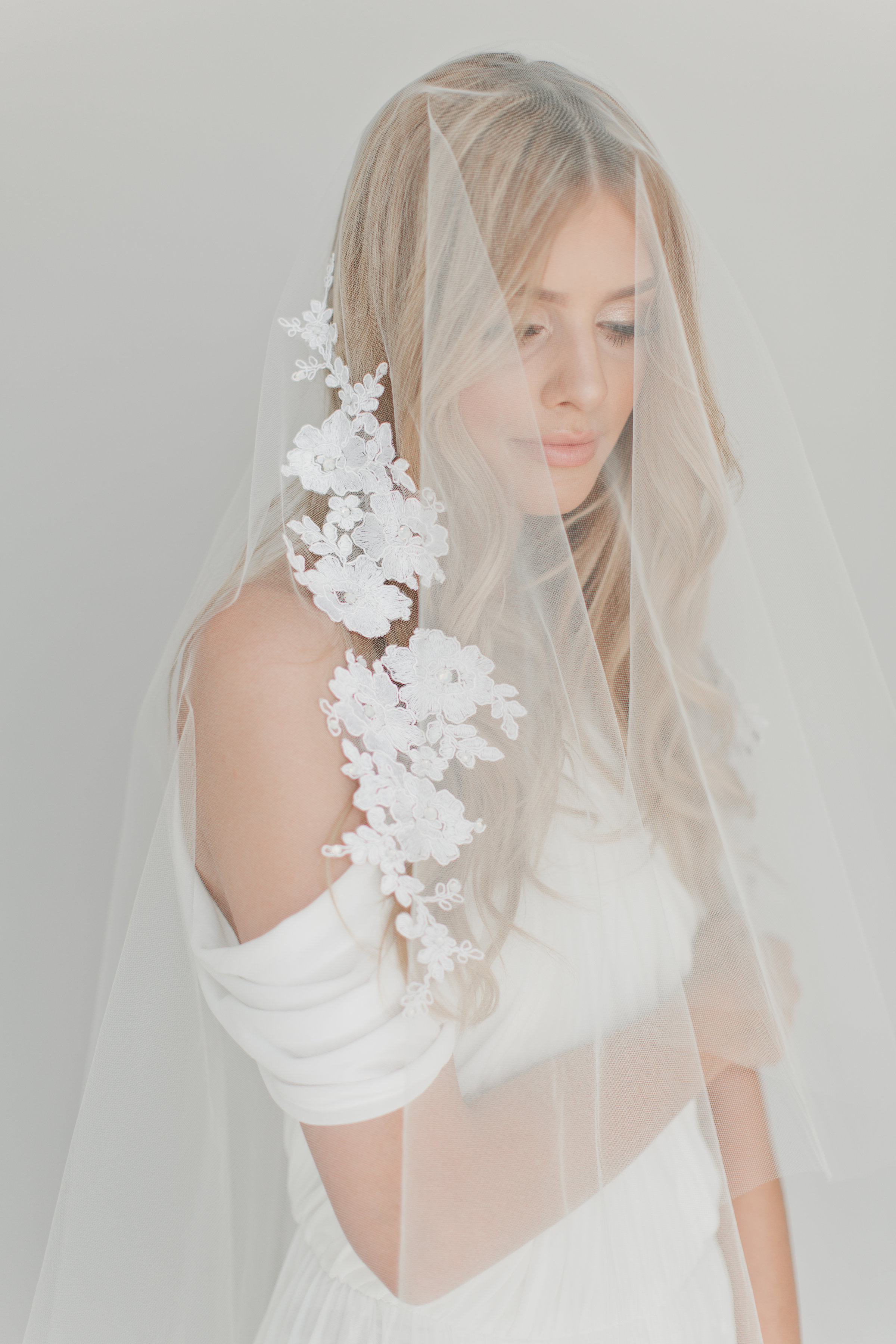 Crystal Opal Lace Drop Veil #1721