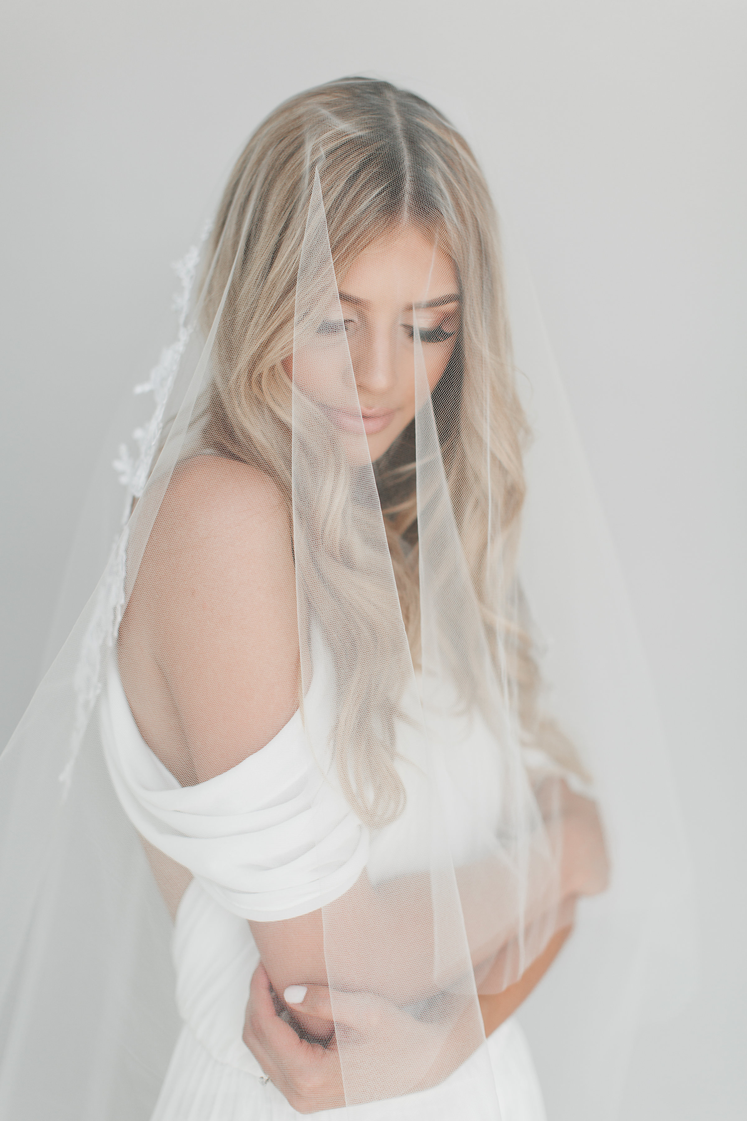 Crystal Opal Lace Drop Veil #1721