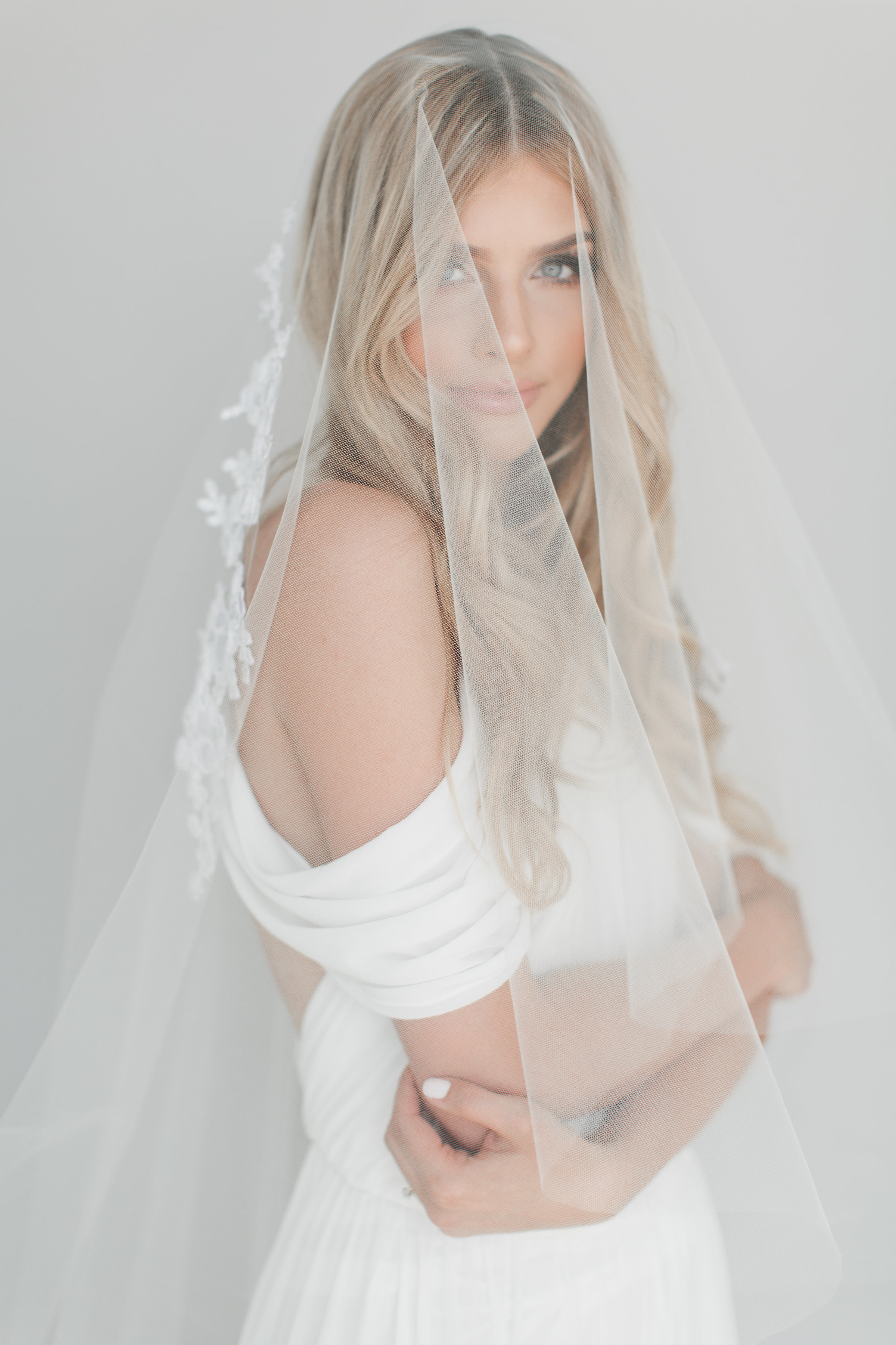 Crystal Opal Lace Drop Veil #1721
