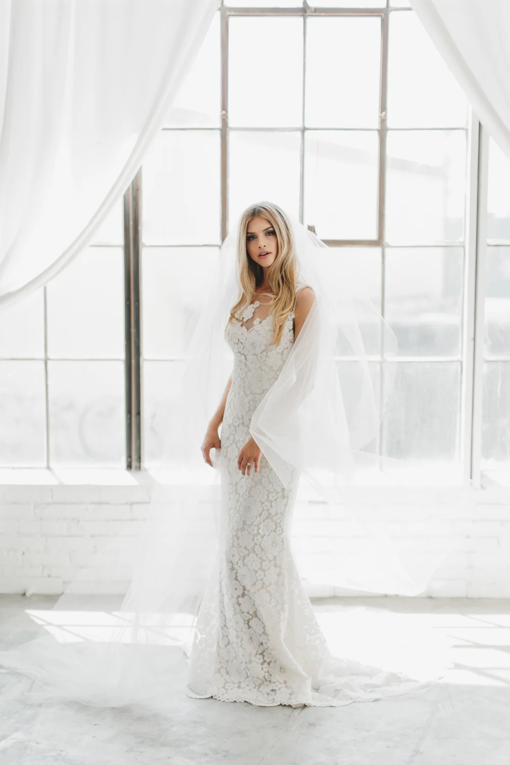COPY - Wedding veil Pure soft silk drop cut edge wedding veil -  main image 4