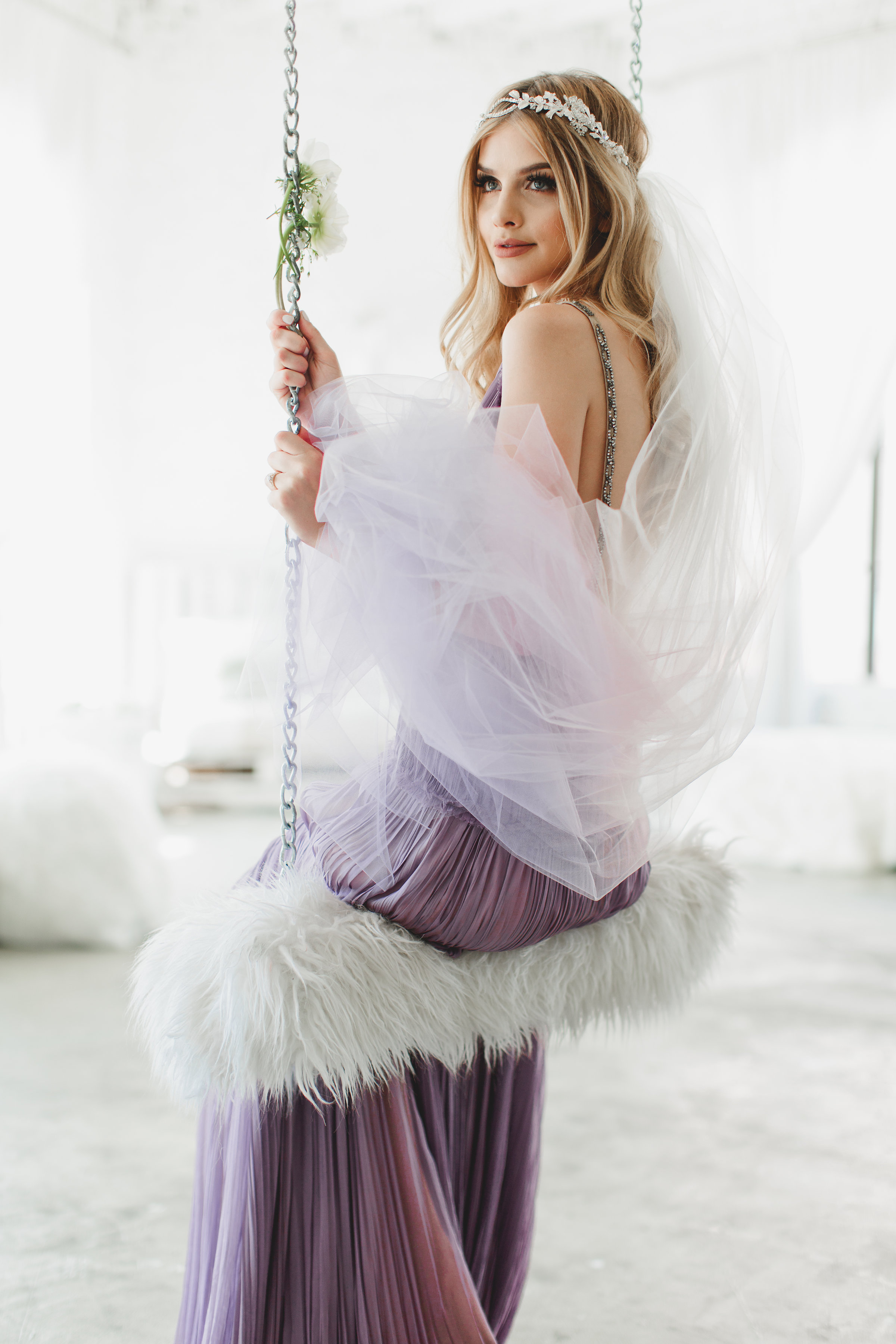 Copy of Purple Ombre Double Layer Little Something Wedding Veil #1710