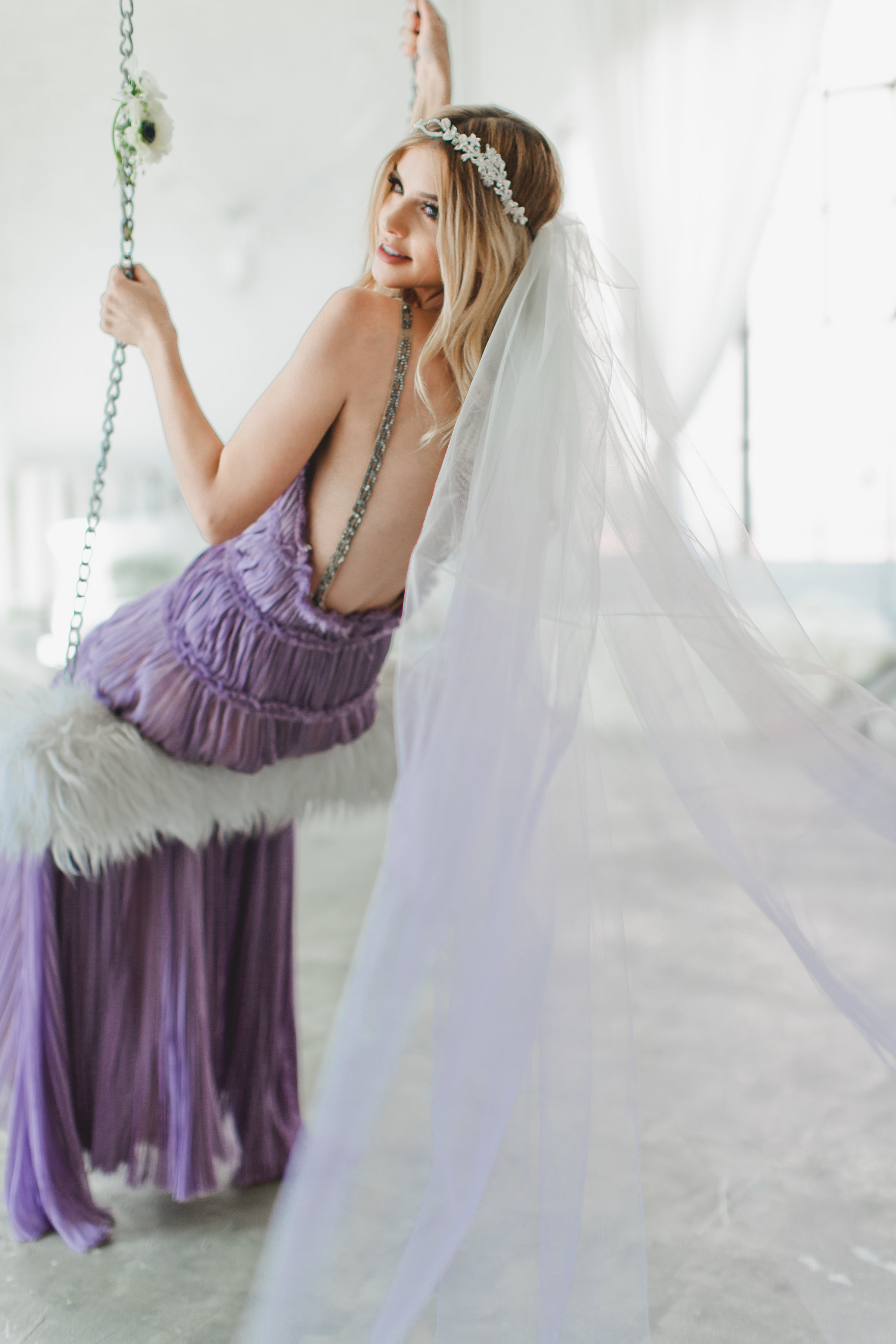 Copy of Purple Ombre Double Layer Little Something Wedding Veil #1710