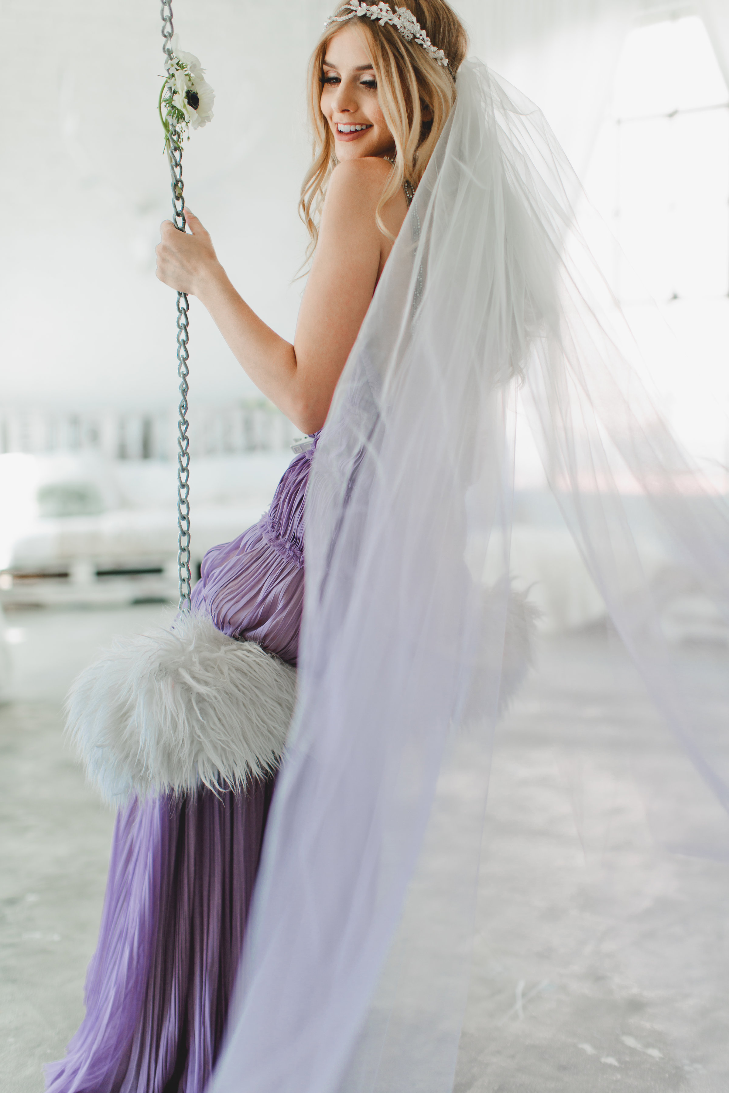 Copy of Purple Ombre Double Layer Little Something Wedding Veil #1710