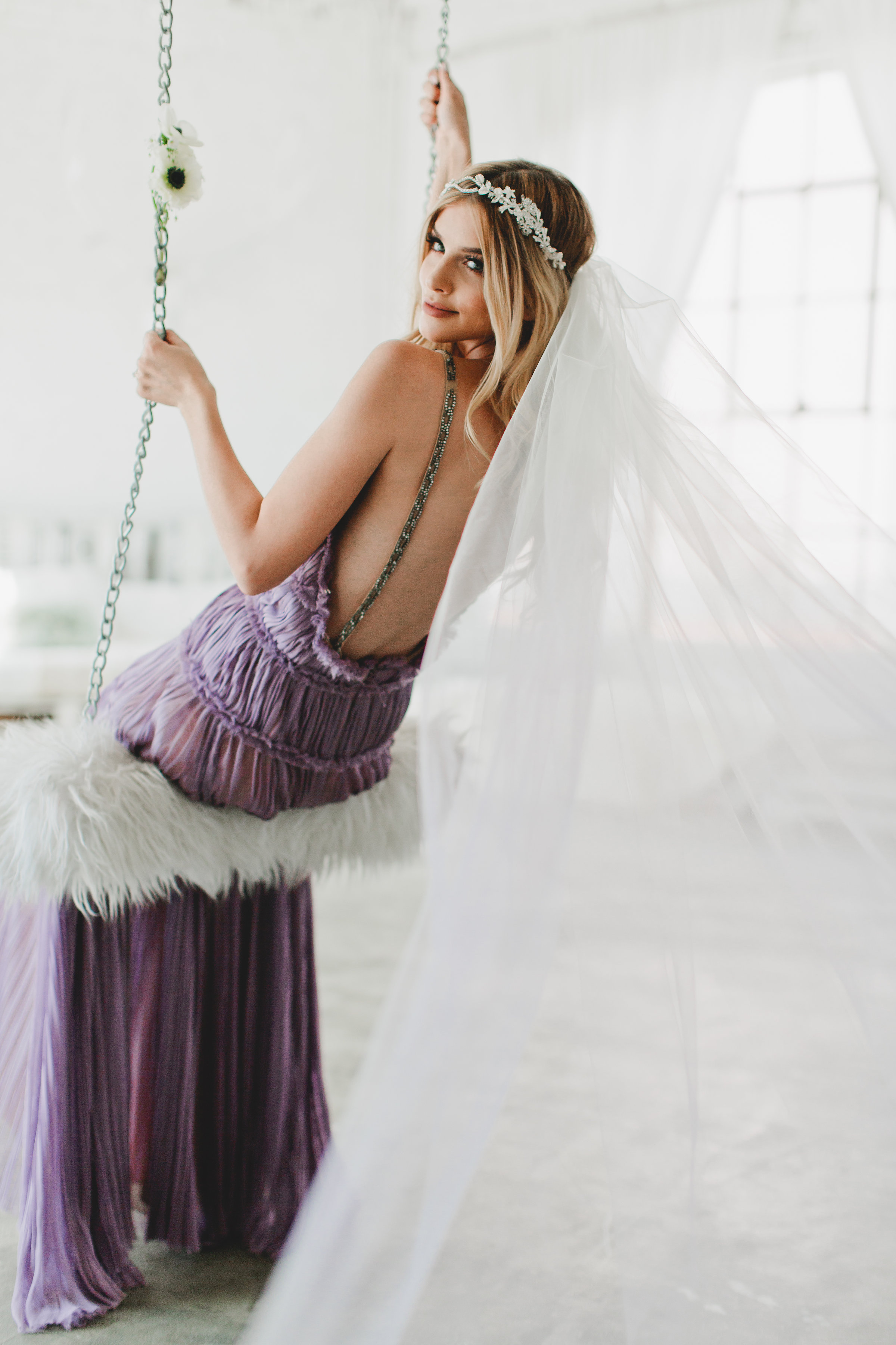 Copy of Purple Ombre Double Layer Little Something Wedding Veil #1710