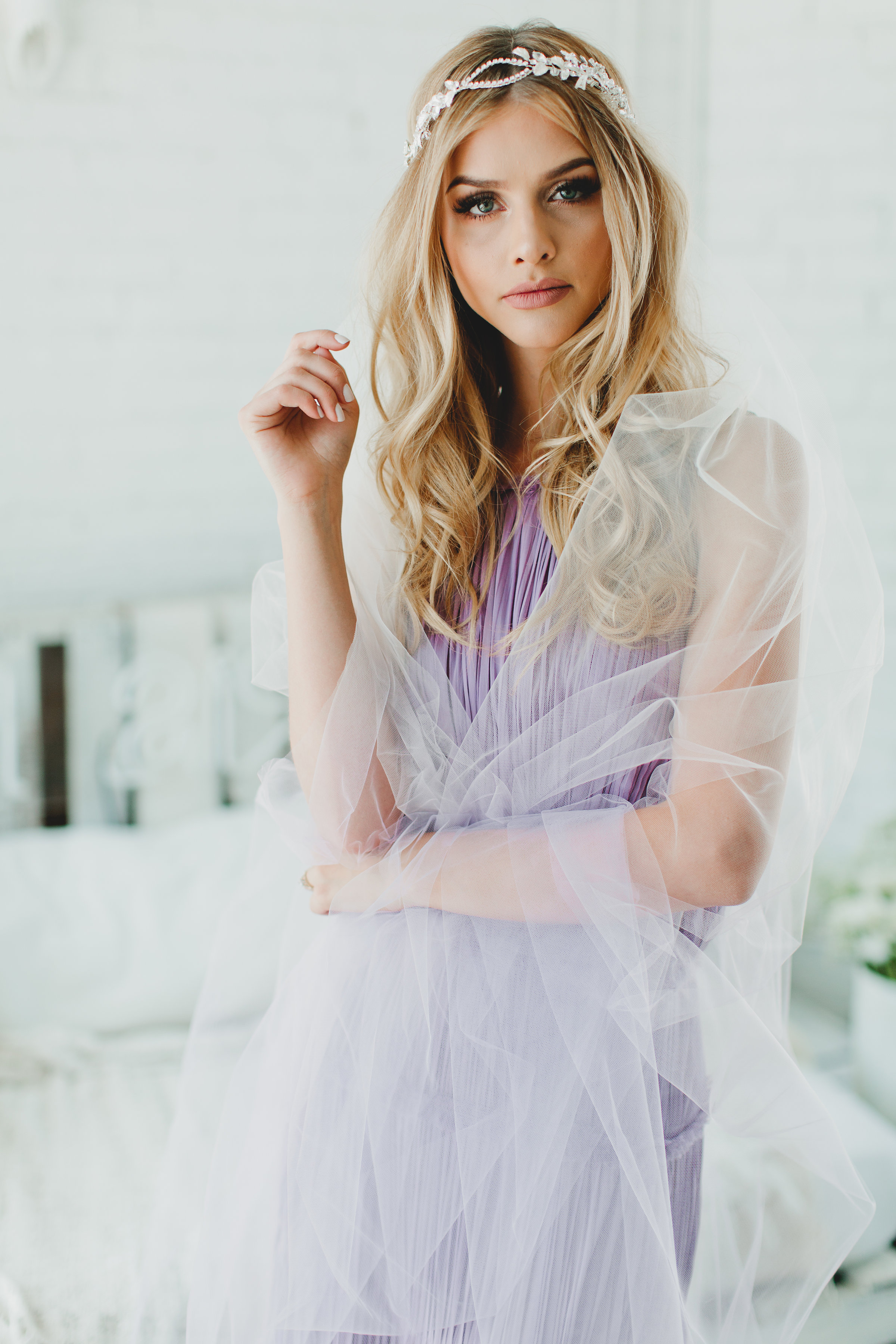 Copy of Purple Ombre Double Layer Little Something Wedding Veil #1710