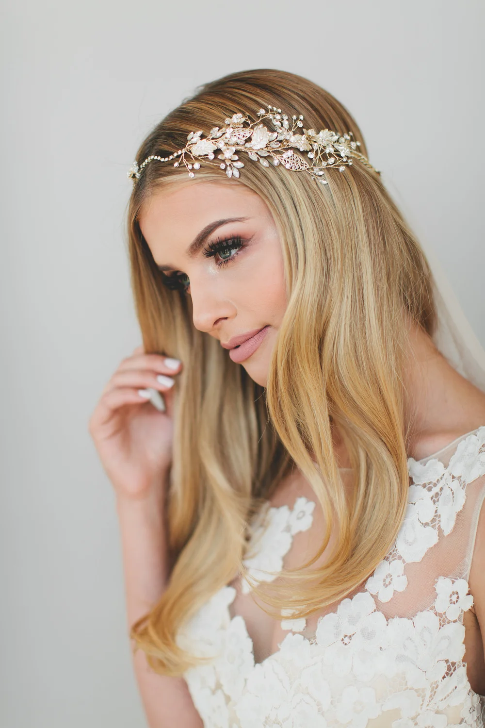 Lace Flower Crystal Headband Bridal Headpiece Amazon.com : Unicra Wedding Crystal Flower Hair Vine Bridal  main image 4