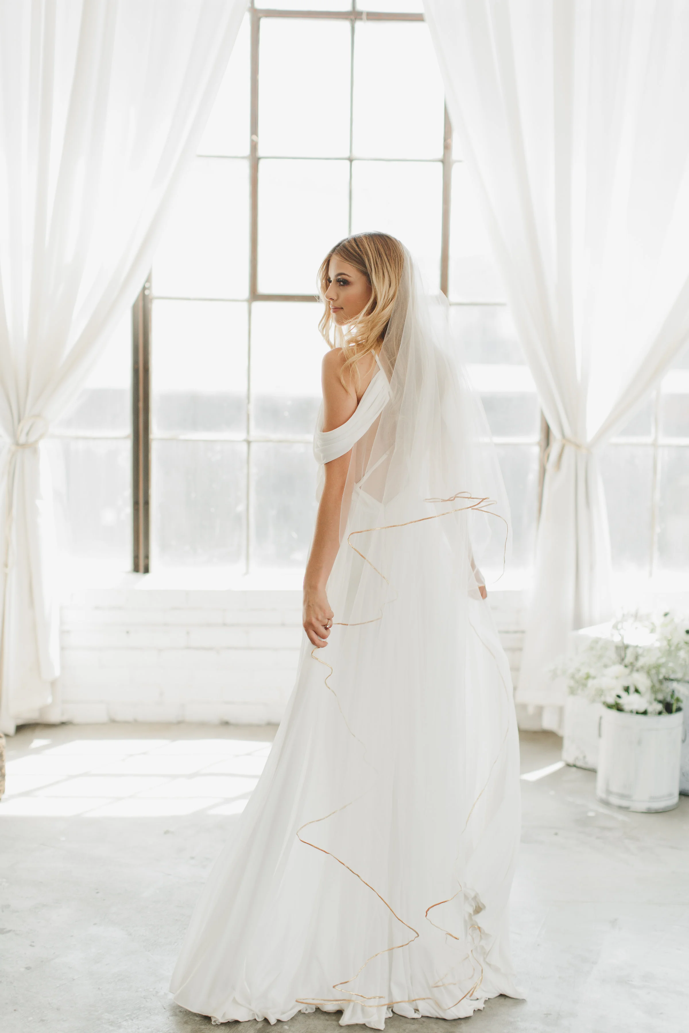 Pencil Edge Drop Wedding Veil #1620