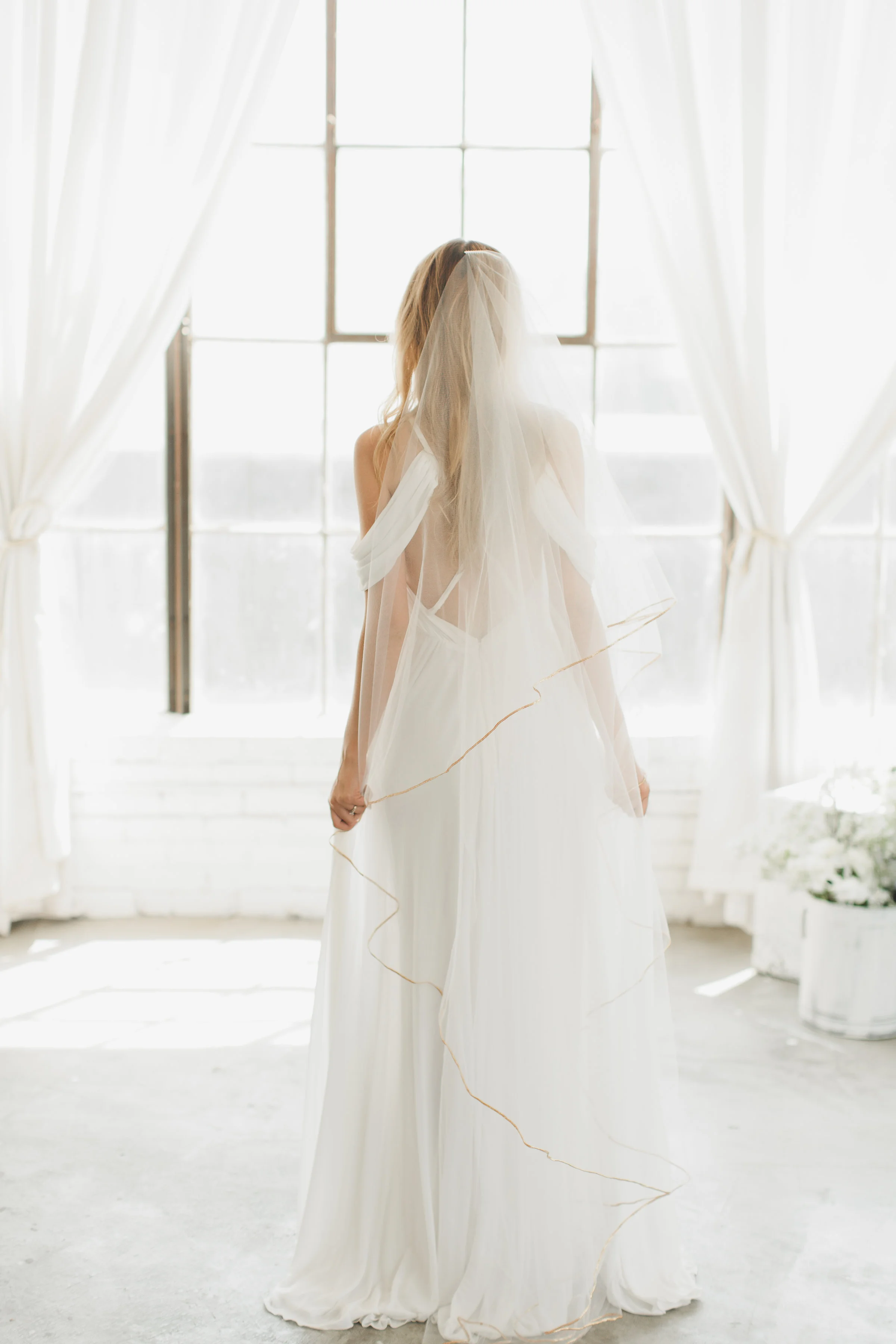 Pencil Edge Drop Wedding Veil #1620