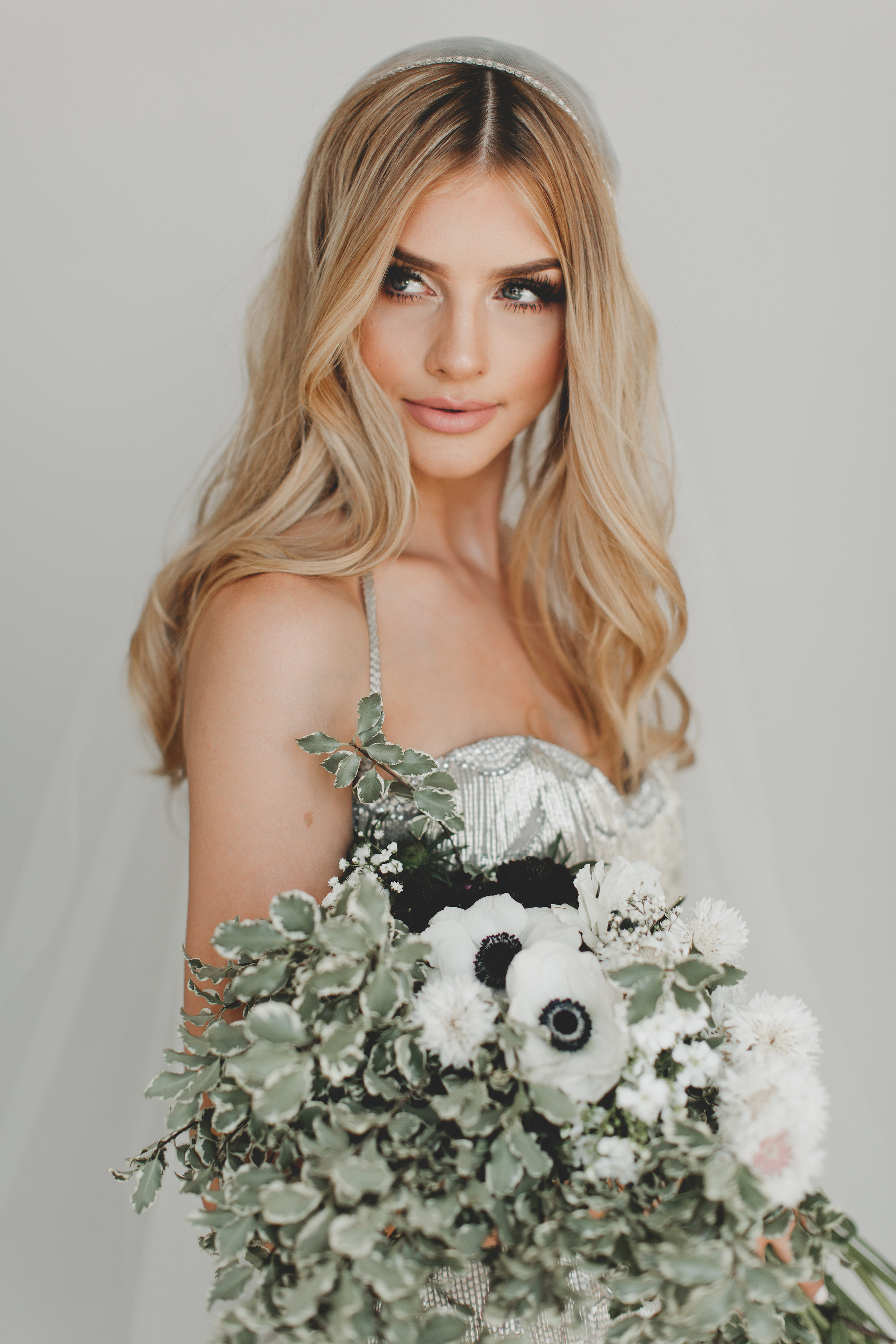 Crystal Rhinestone Juliet Cap Wedding Veil #1734