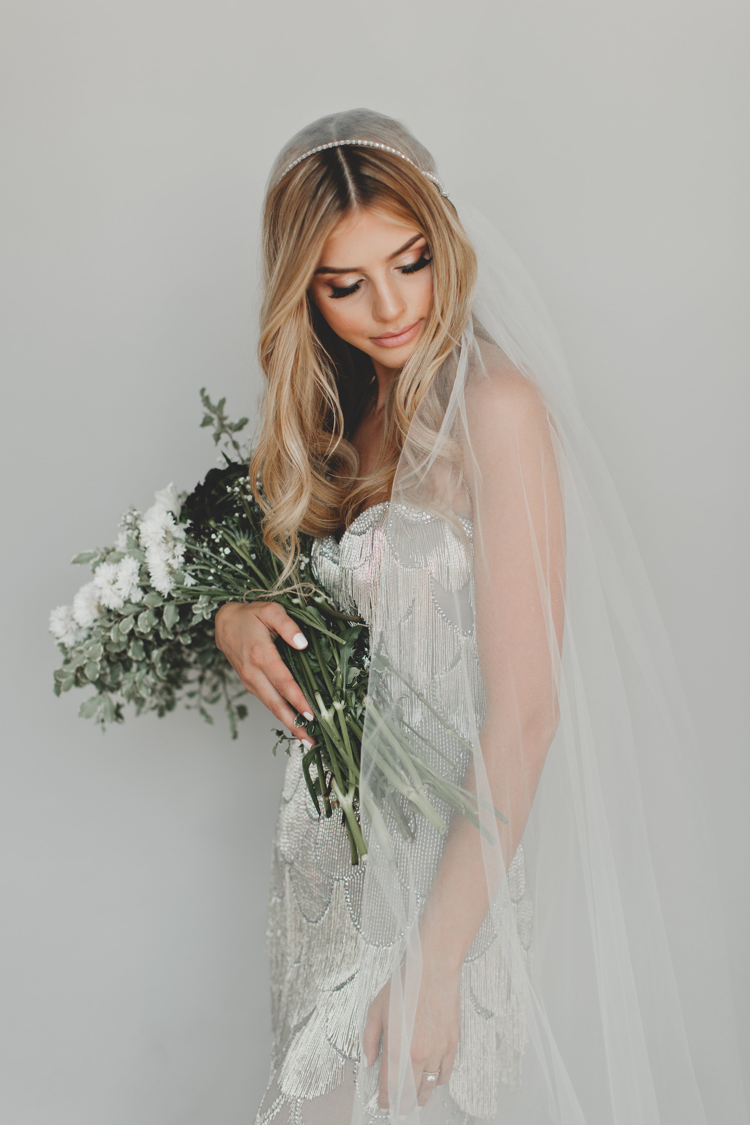 Crystal Rhinestone Juliet Cap Wedding Veil #1734