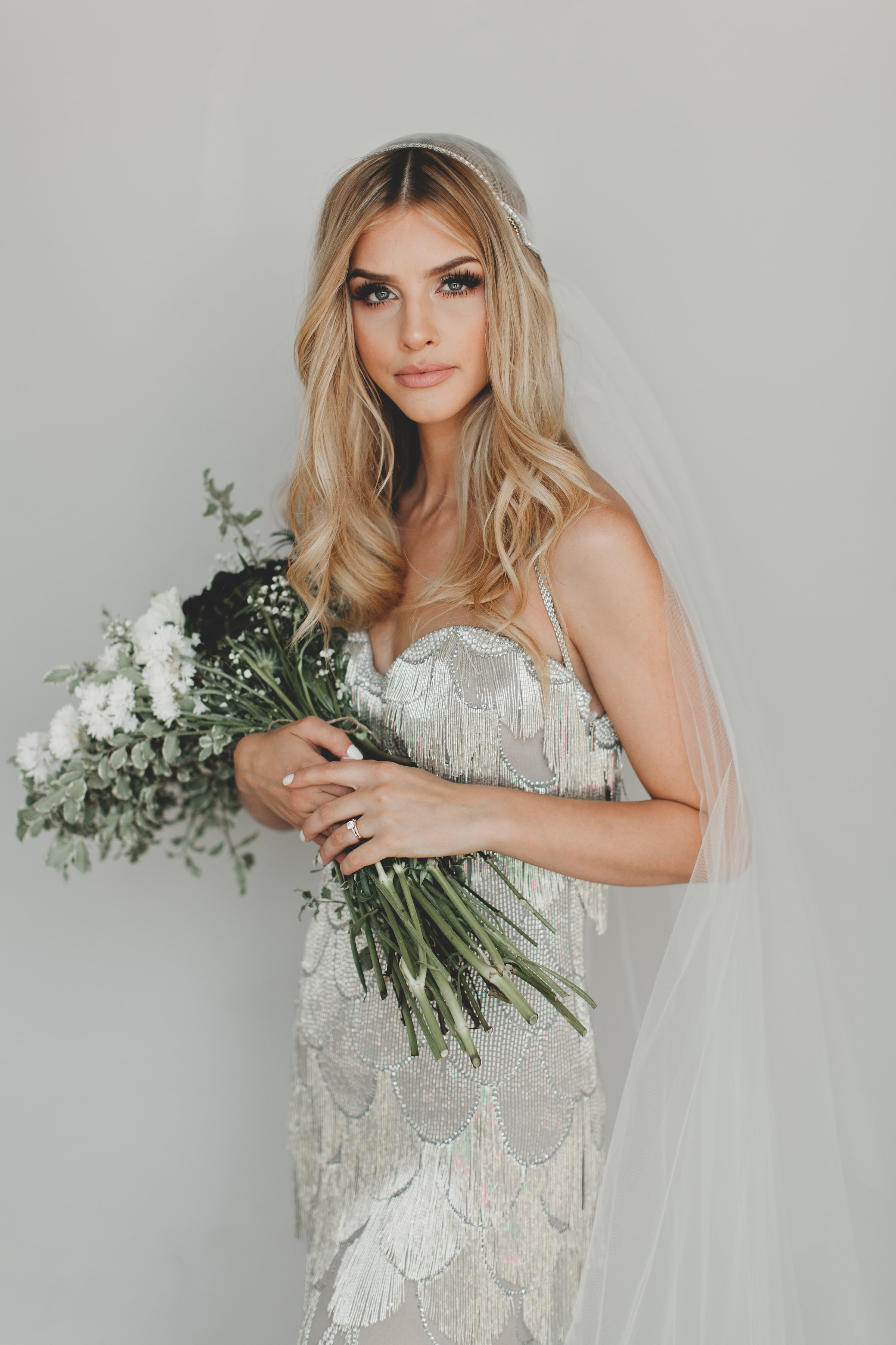 Crystal Rhinestone Juliet Cap Wedding Veil #1734