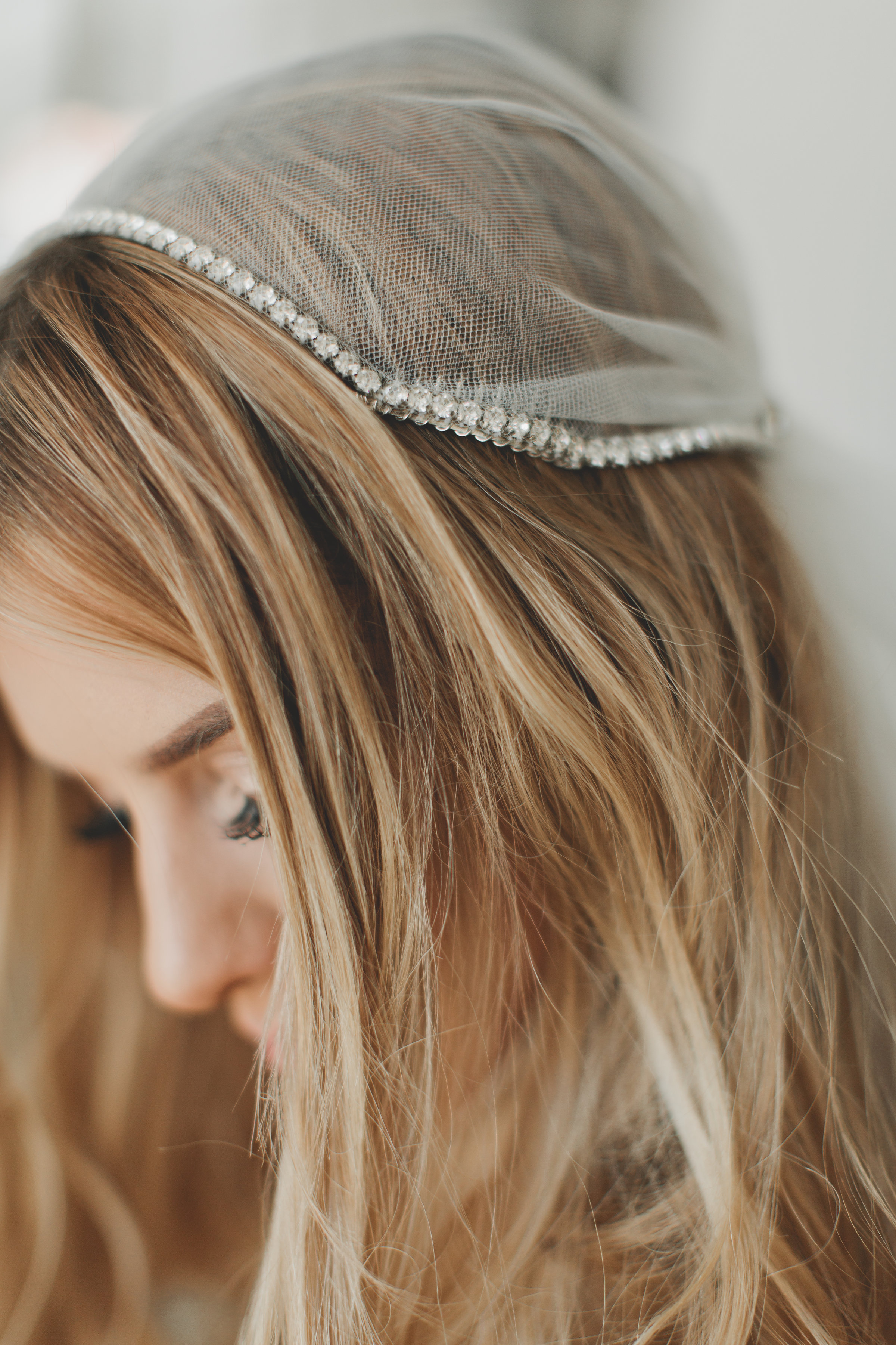 Crystal Rhinestone Juliet Cap Wedding Veil #1734