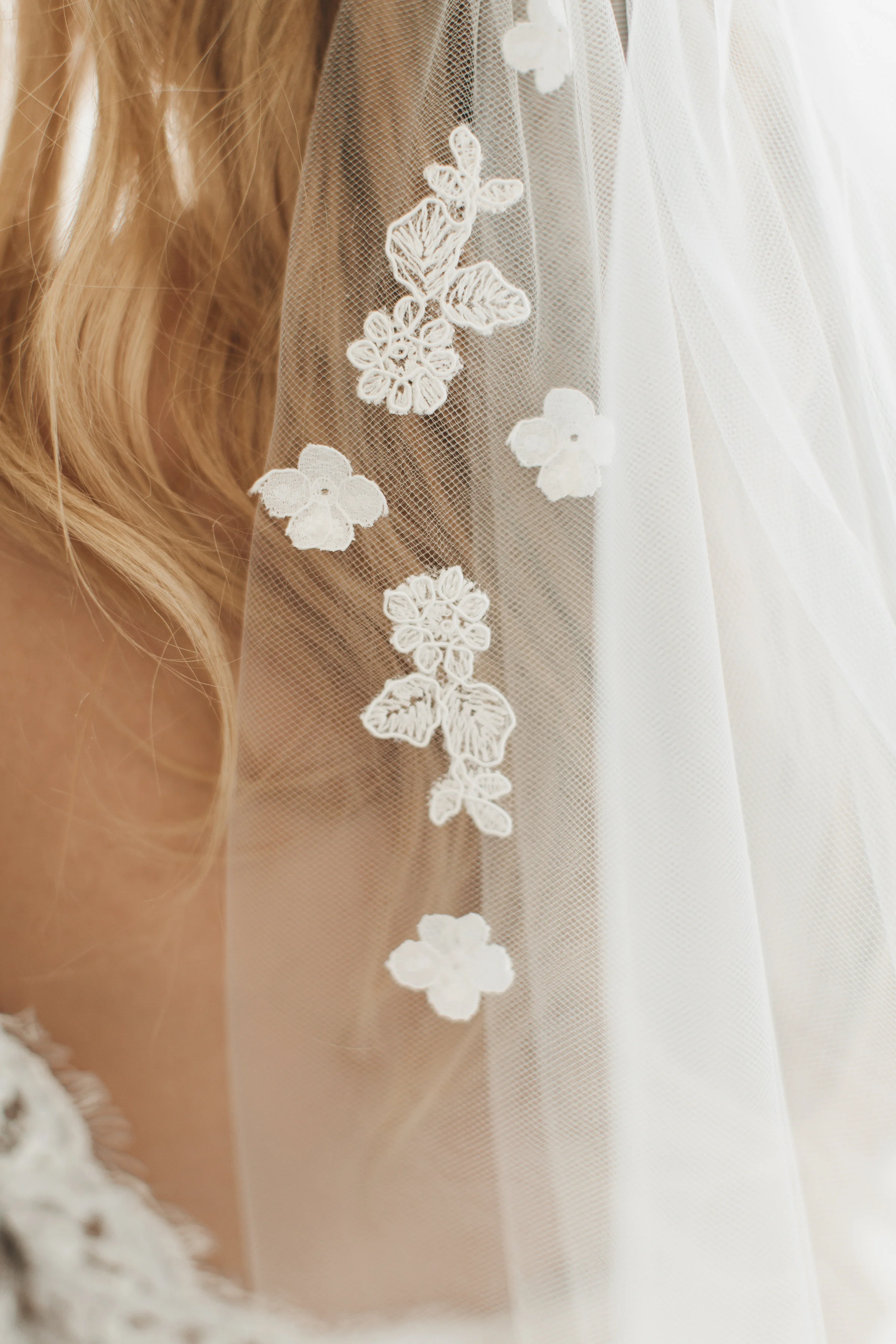 Silk & Lace Flower Crown Juliet Cap Veil #1735