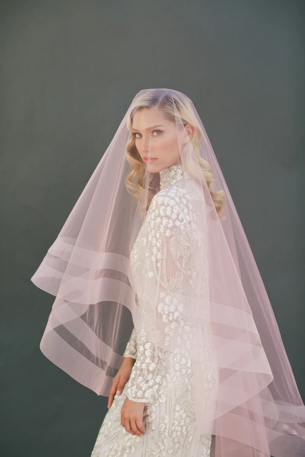 Double Horsehair Braid Wedding Veil #1203