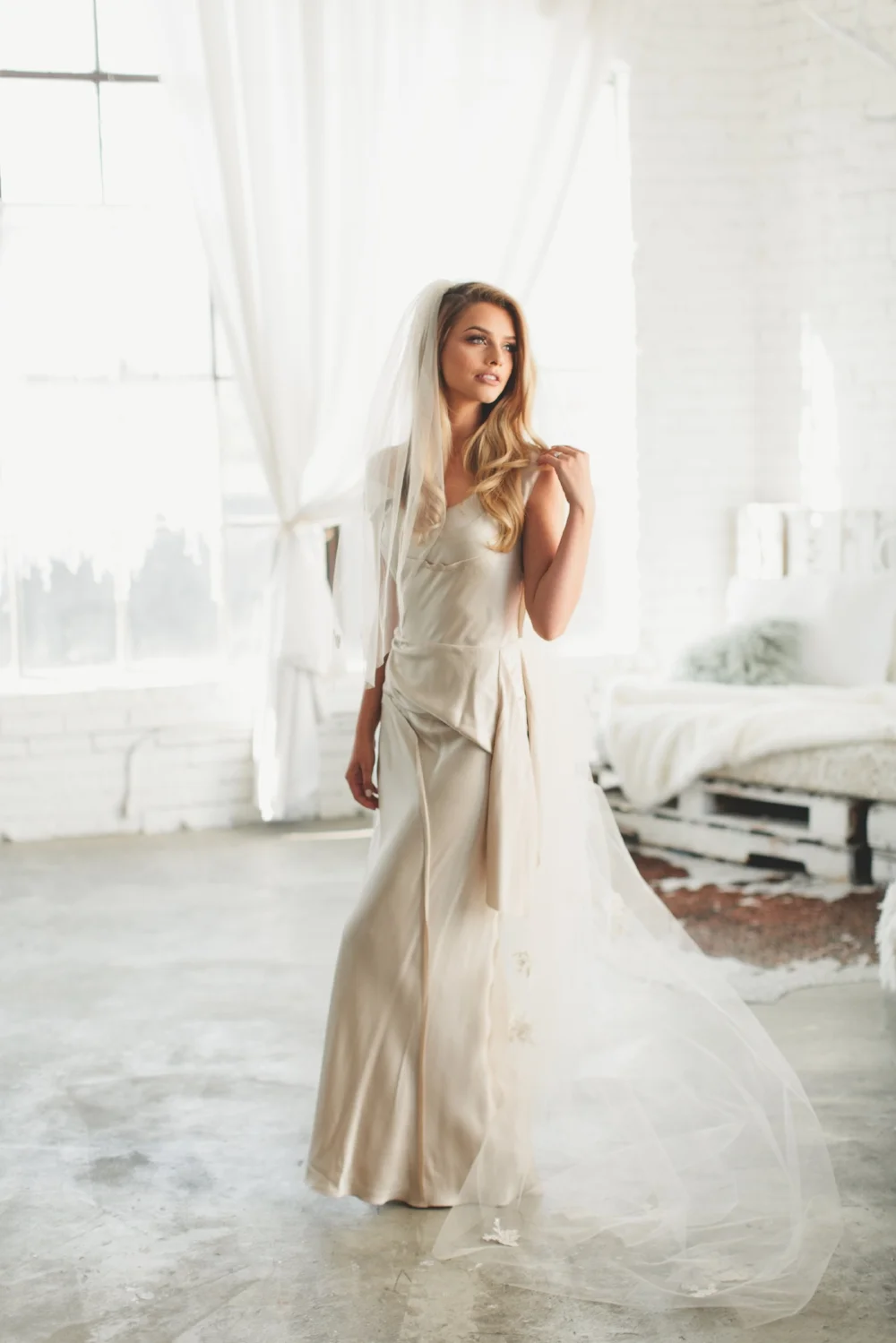 Triple Layer Lace Adorned Wedding Veil #1724