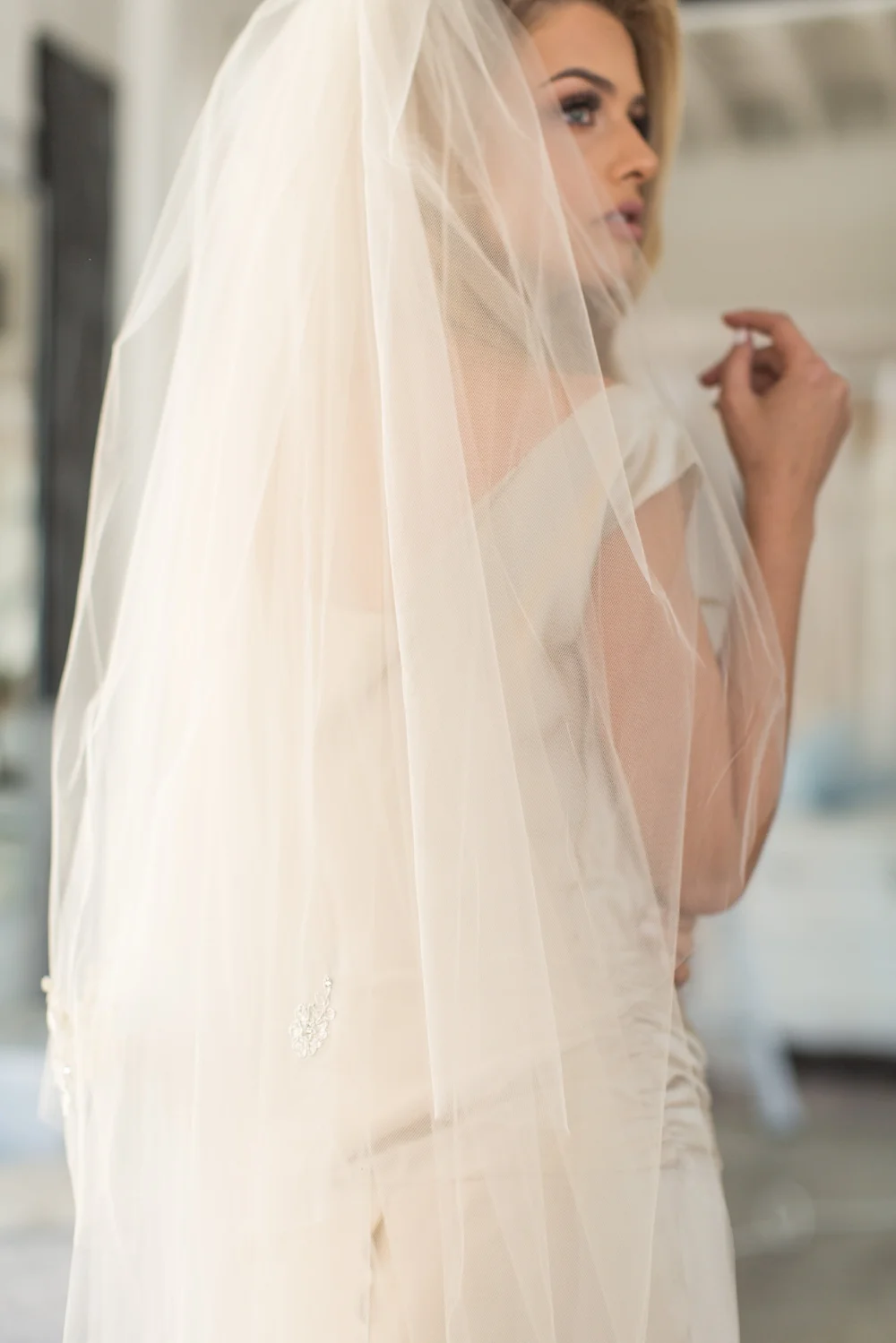 Copy of Triple Layer Lace Adorned Wedding Veil #1724