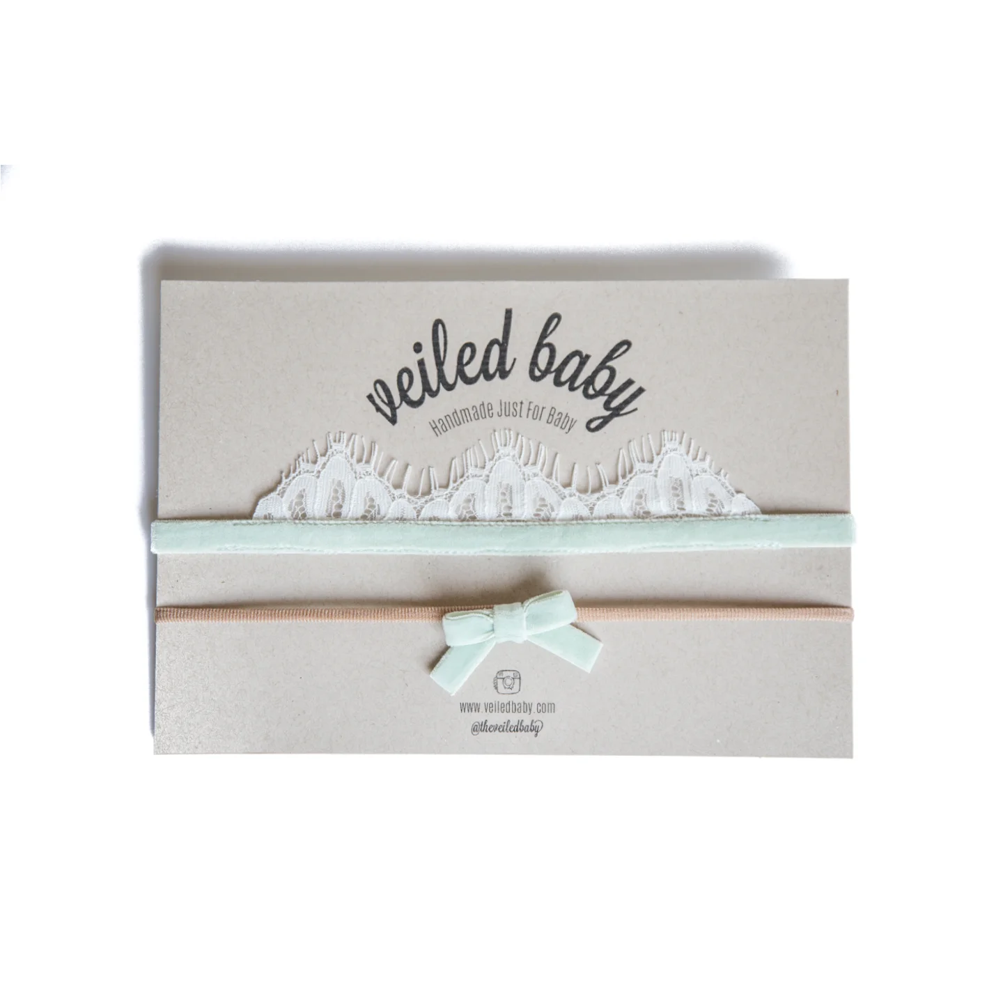 Mint Lace Tiara & Bitty Baby Bow Set #102