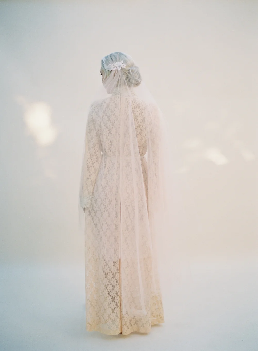 Sweet as Pie Blush Lace Juliet Cap Veil Style #1512