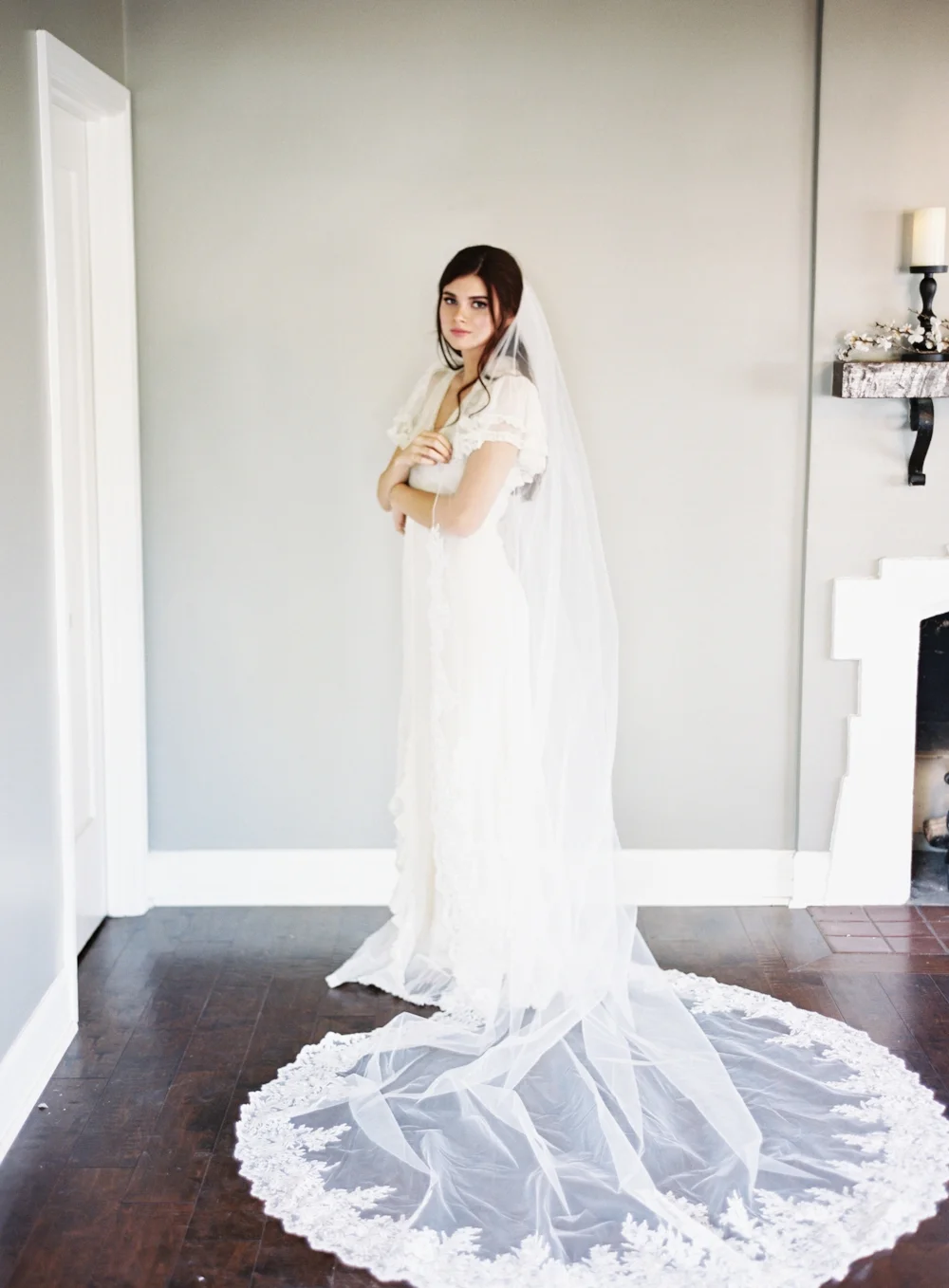 Ivory Lace Cathedral Bridal Veil #1607