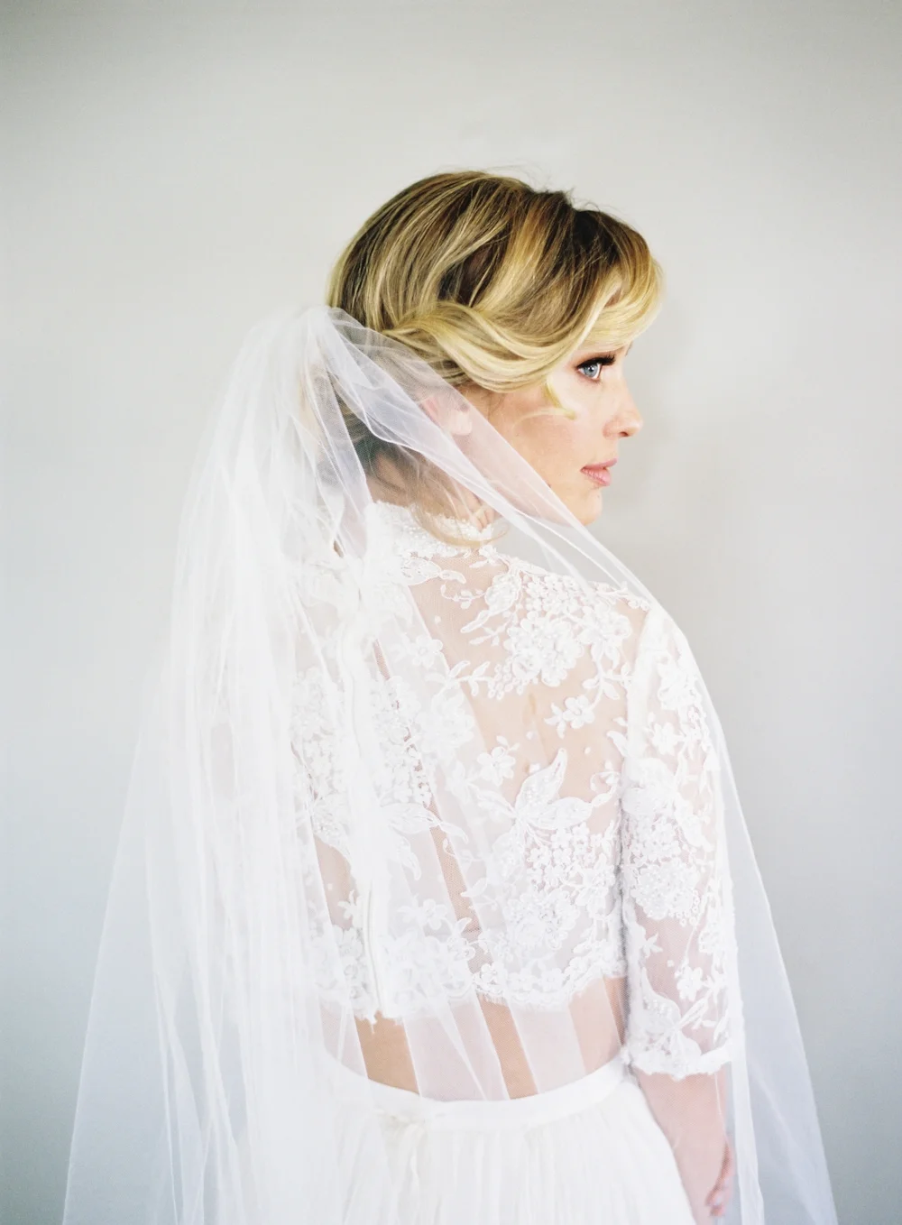 Ivory Crystal Sequin Cathedral Lace Veil #1608