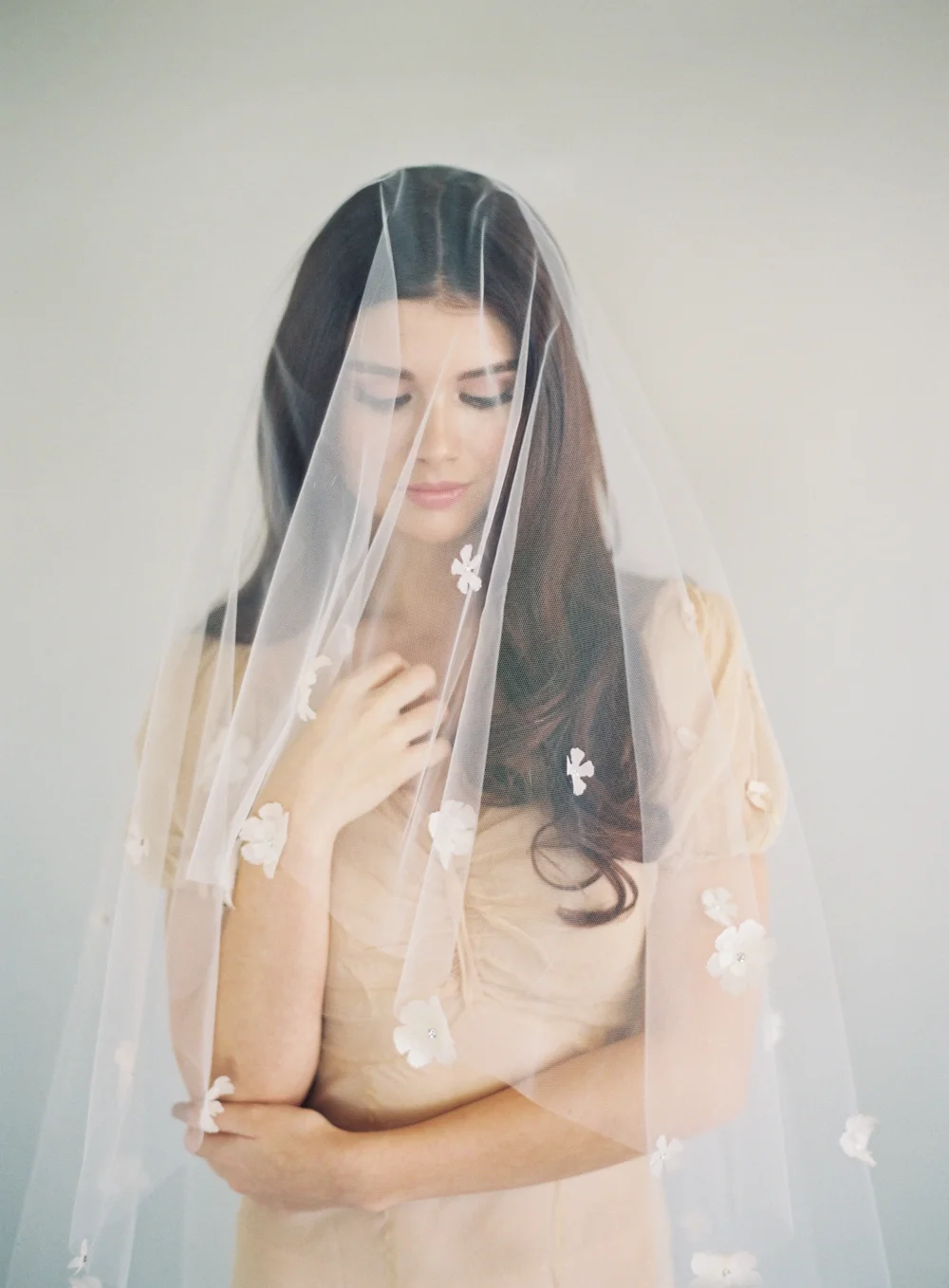 3D Silk Flower Drop Wedding Veil #1619