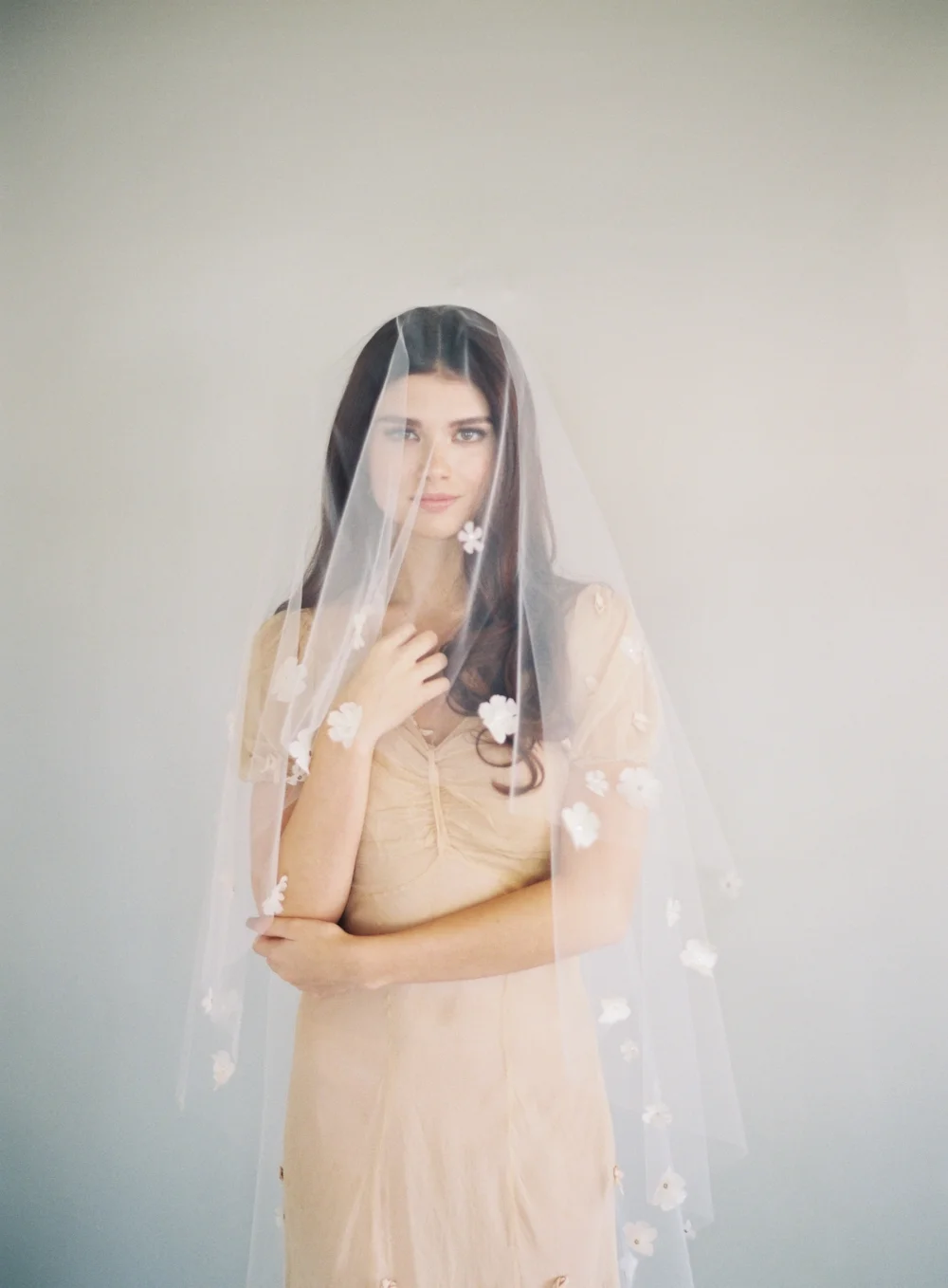 3D Silk Flower Drop Wedding Veil #1619