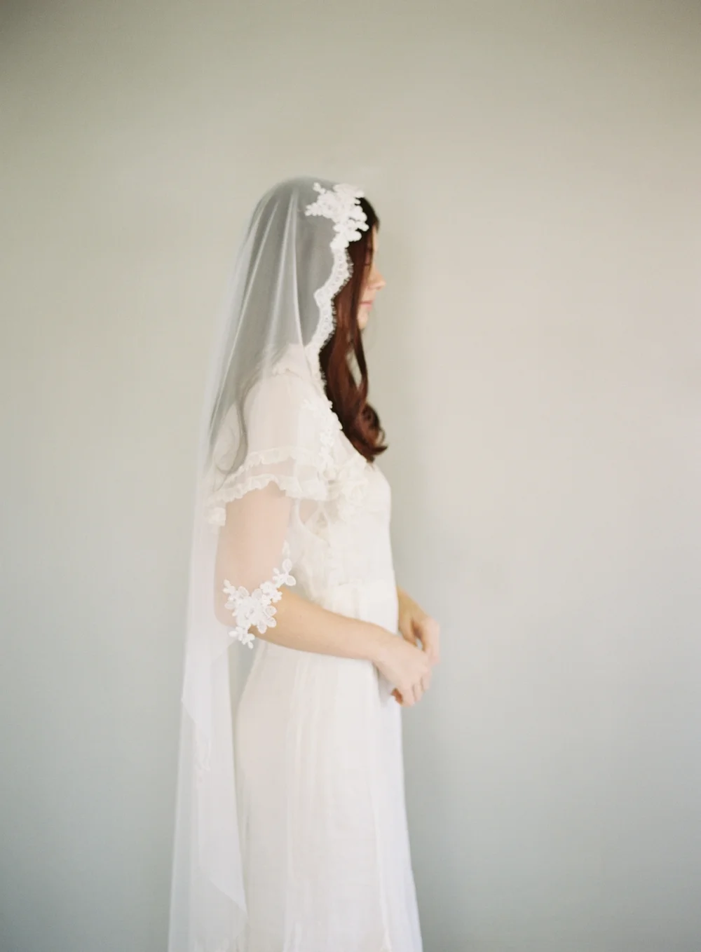 English Net Lace Mantilla Wedding Veil #1637