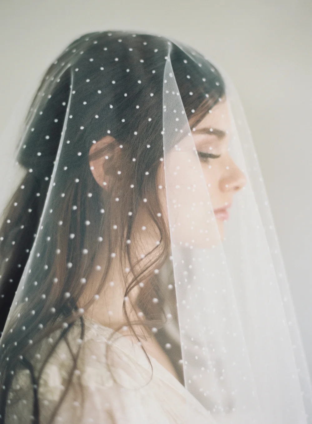 Polka Dot Lace Border Drop Veil #1630