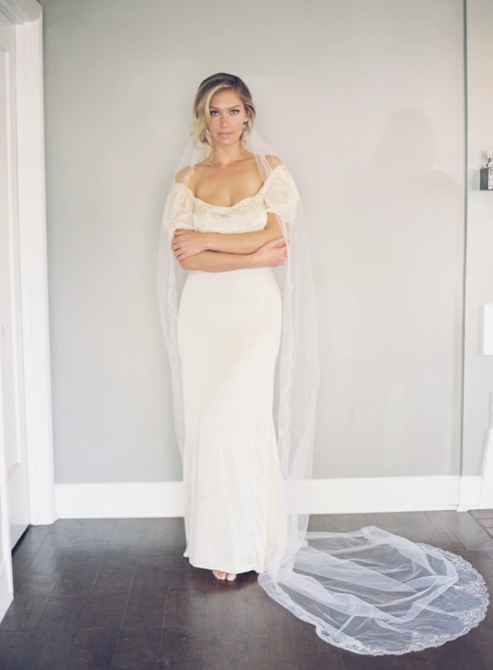 Cathedral Embroidered Crystal Wedding Veil #1611