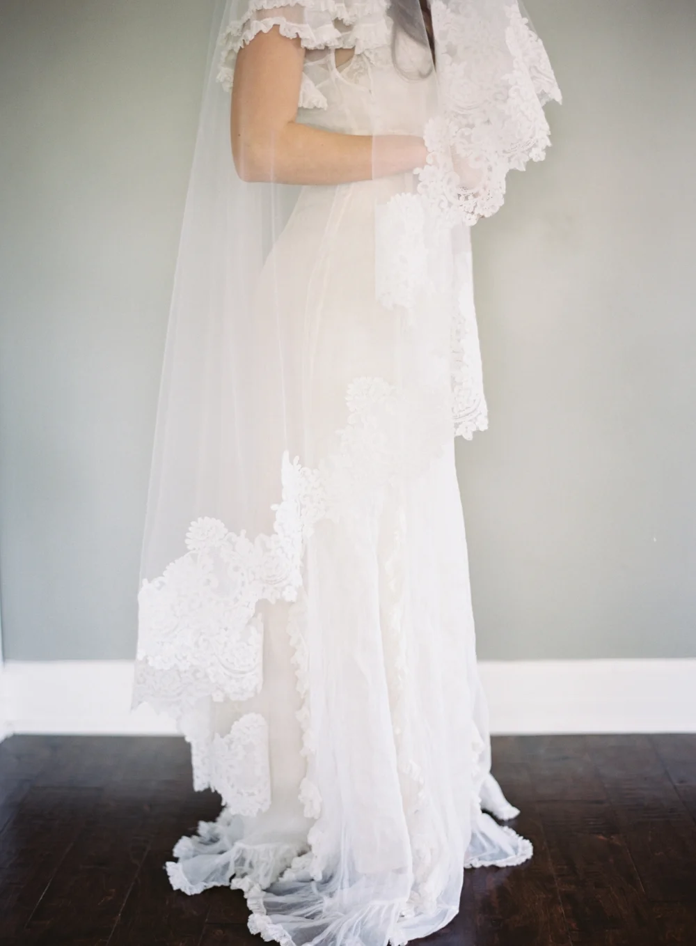 Lace Border Drop Wedding Veil #1623