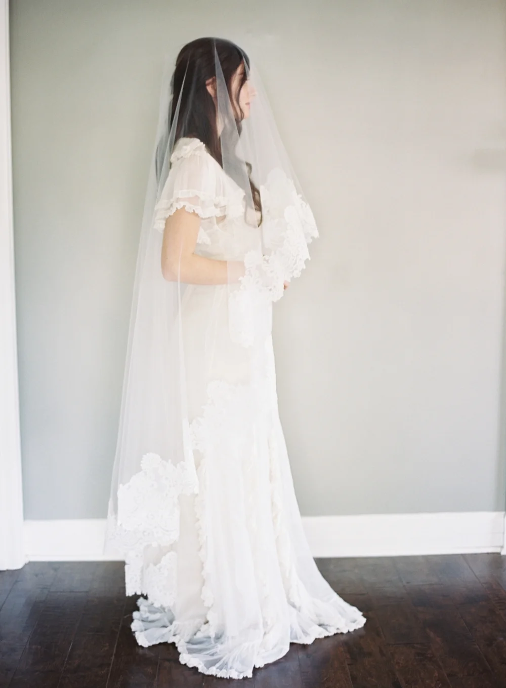 Lace Border Drop Wedding Veil #1623