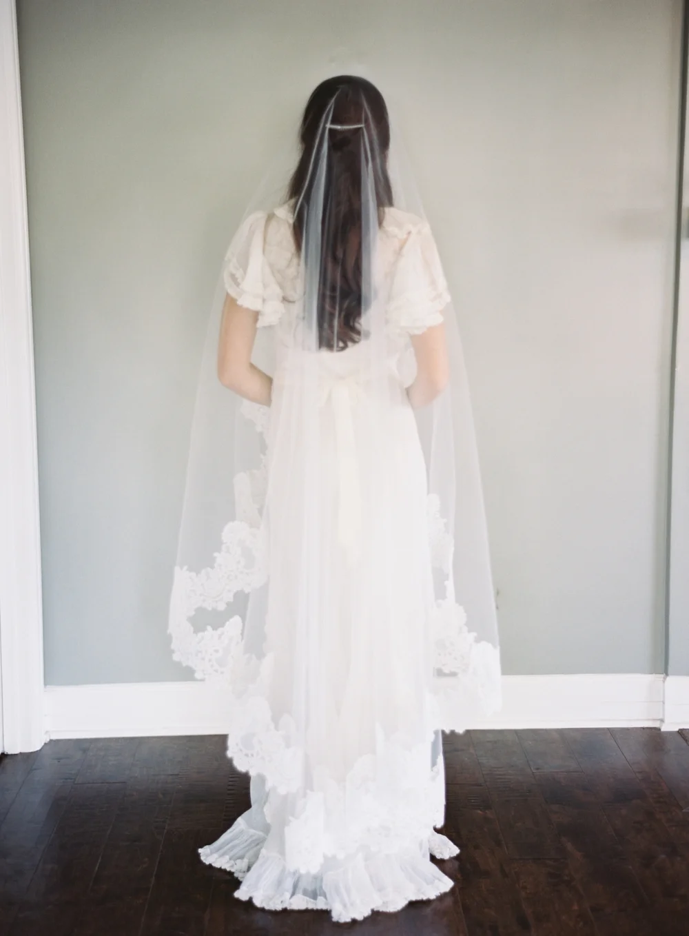 Lace Border Drop Wedding Veil #1623