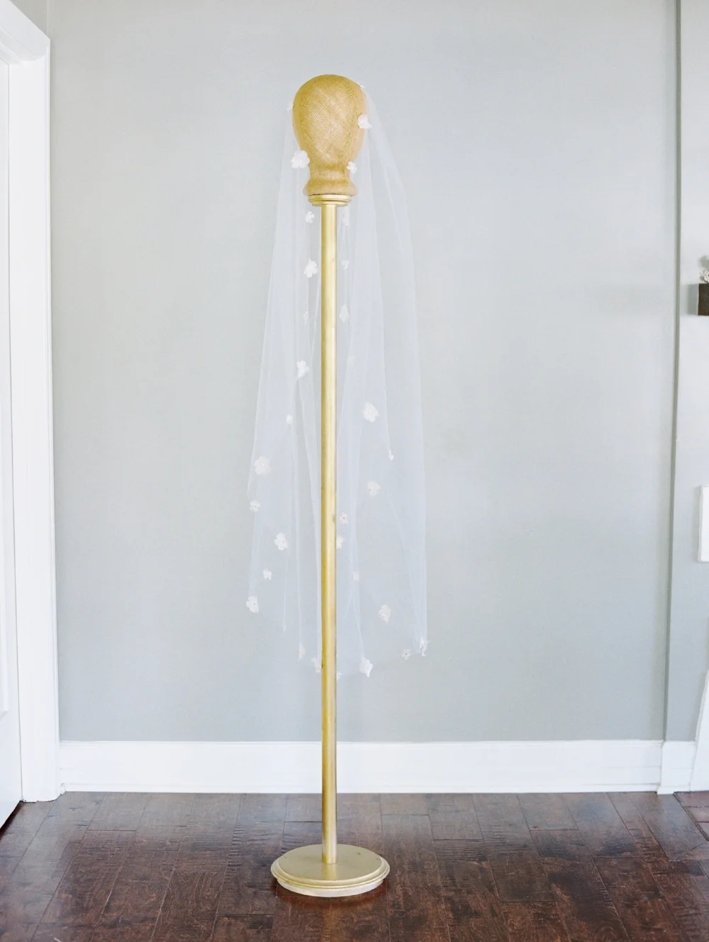 3D Silk Flower Fingertip Bridal Veil #1618