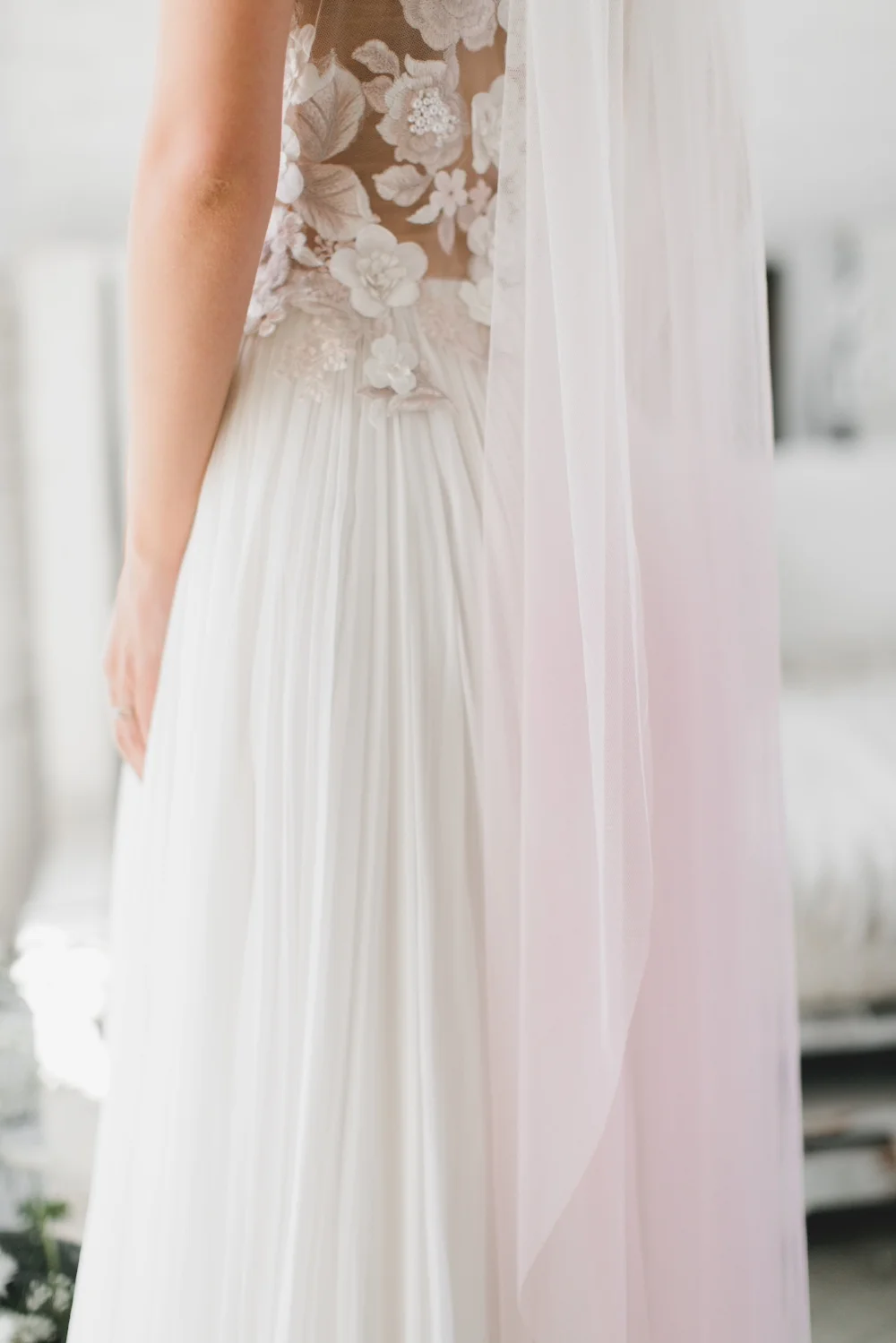 Pink Ombre English Net Little Something Wedding Veil #1740