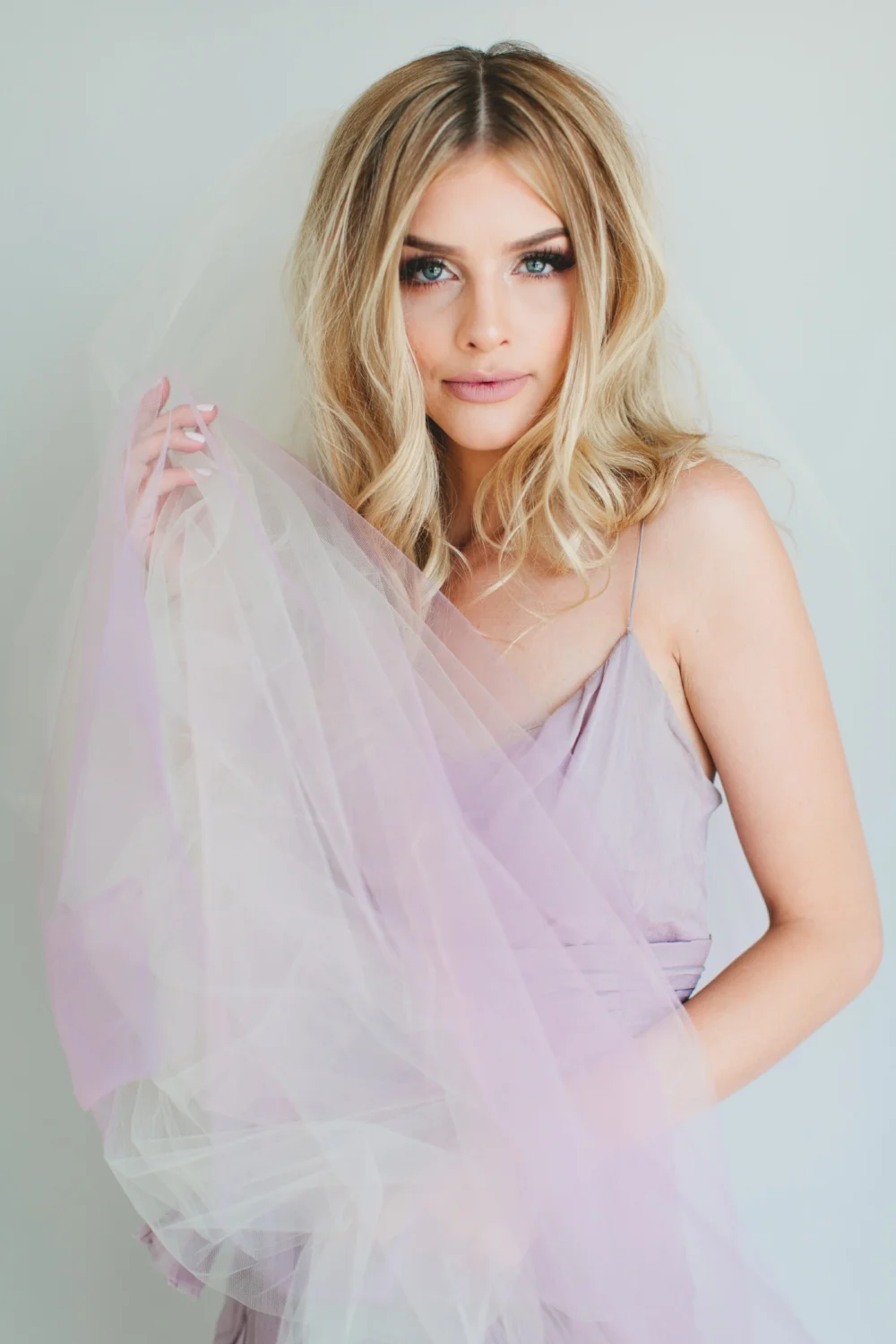 Purple Ombre Triple Layer Little Something Wedding Veil #1710