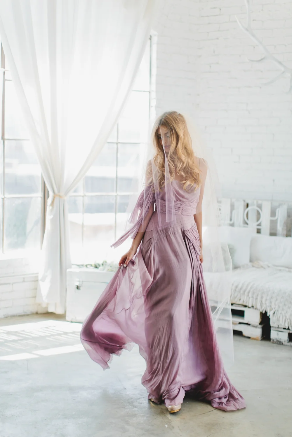 Purple Ombre Triple Layer Little Something Wedding Veil #1710