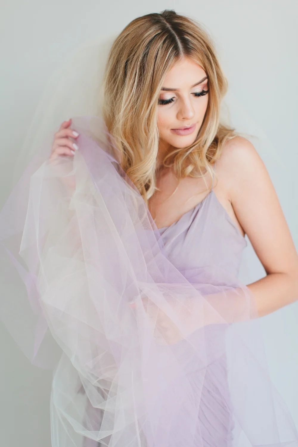 Purple Ombre Triple Layer Little Something Wedding Veil #1710