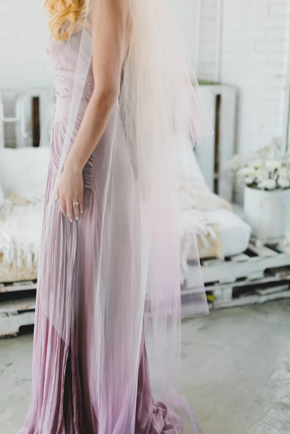 Purple Ombre Triple Layer Little Something Wedding Veil #1710